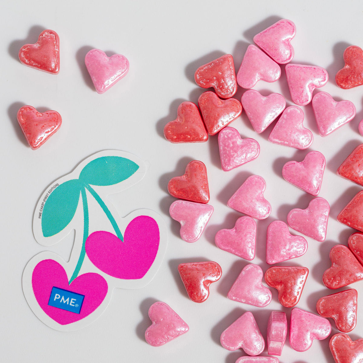 PME Cake Pink Hearts Sprinkle Charms - 25g, 10mm