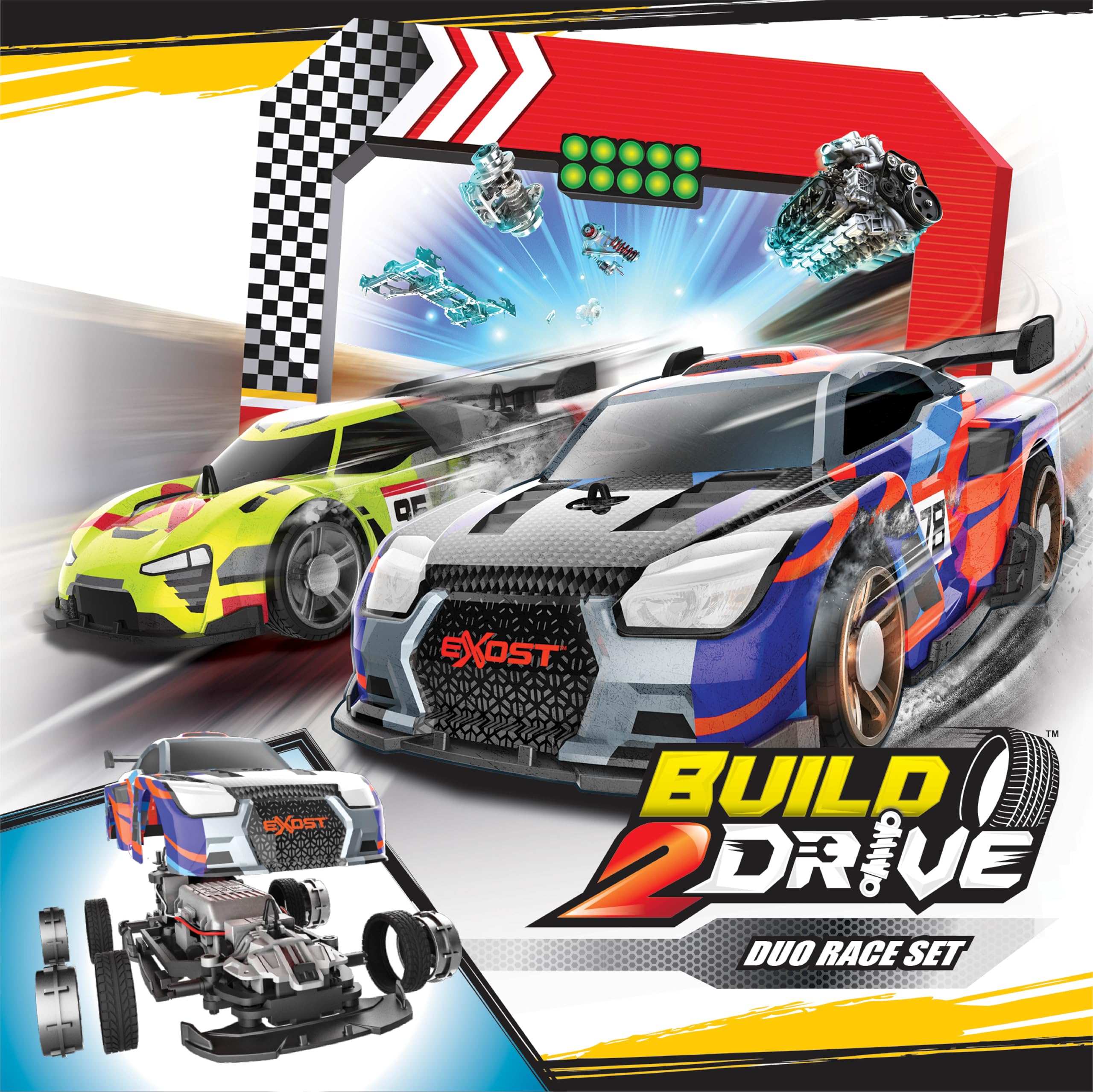 Silverlit Build 2 Drive RC Car Duo Set - Build, Race & Customize with 2 Remote-Controlled Cars for Kids 6+ 9