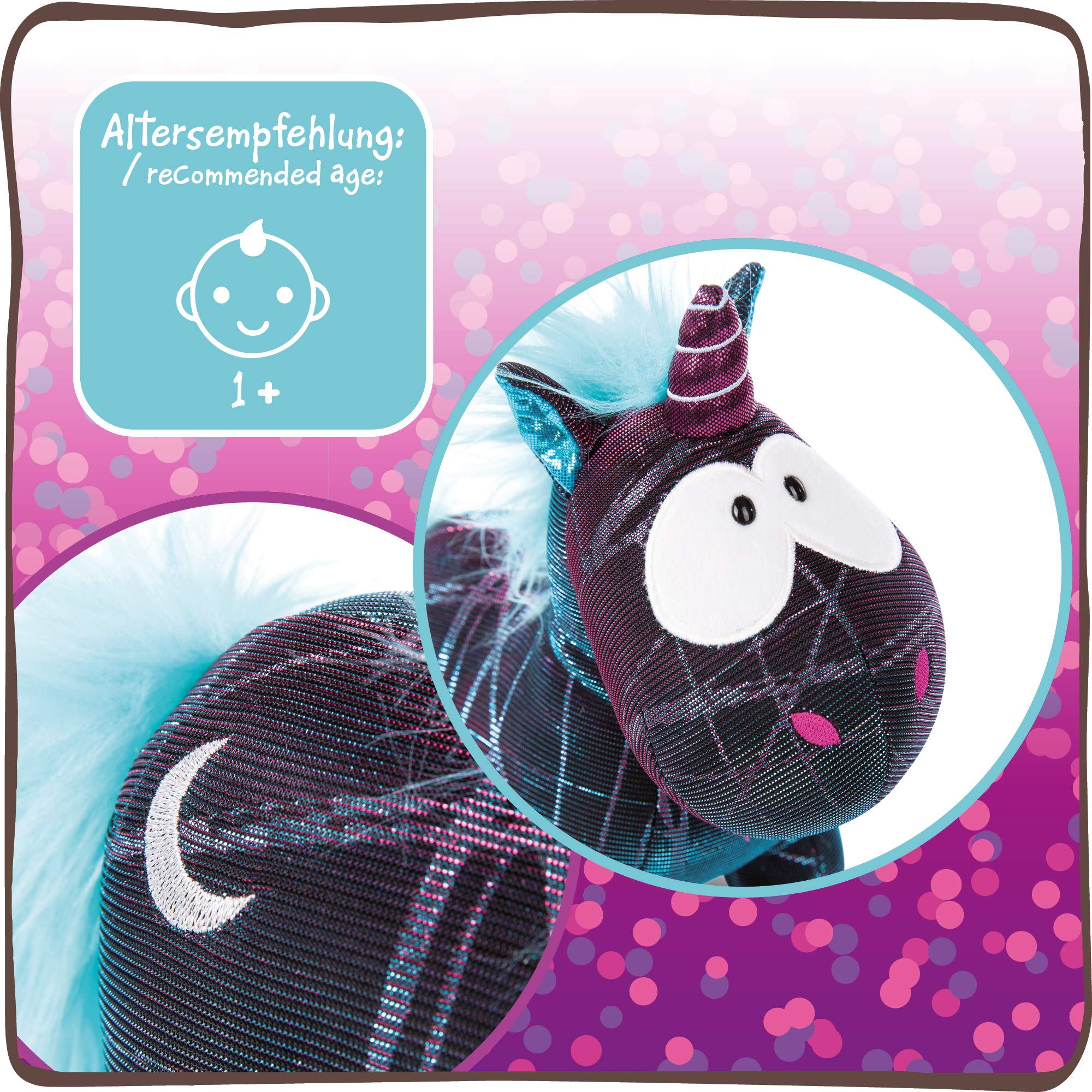 NICI 45712 Theodor & Friends Moon Beamer Special Edition Plush Unicorn - 22 cm, Black/Turquoise 11