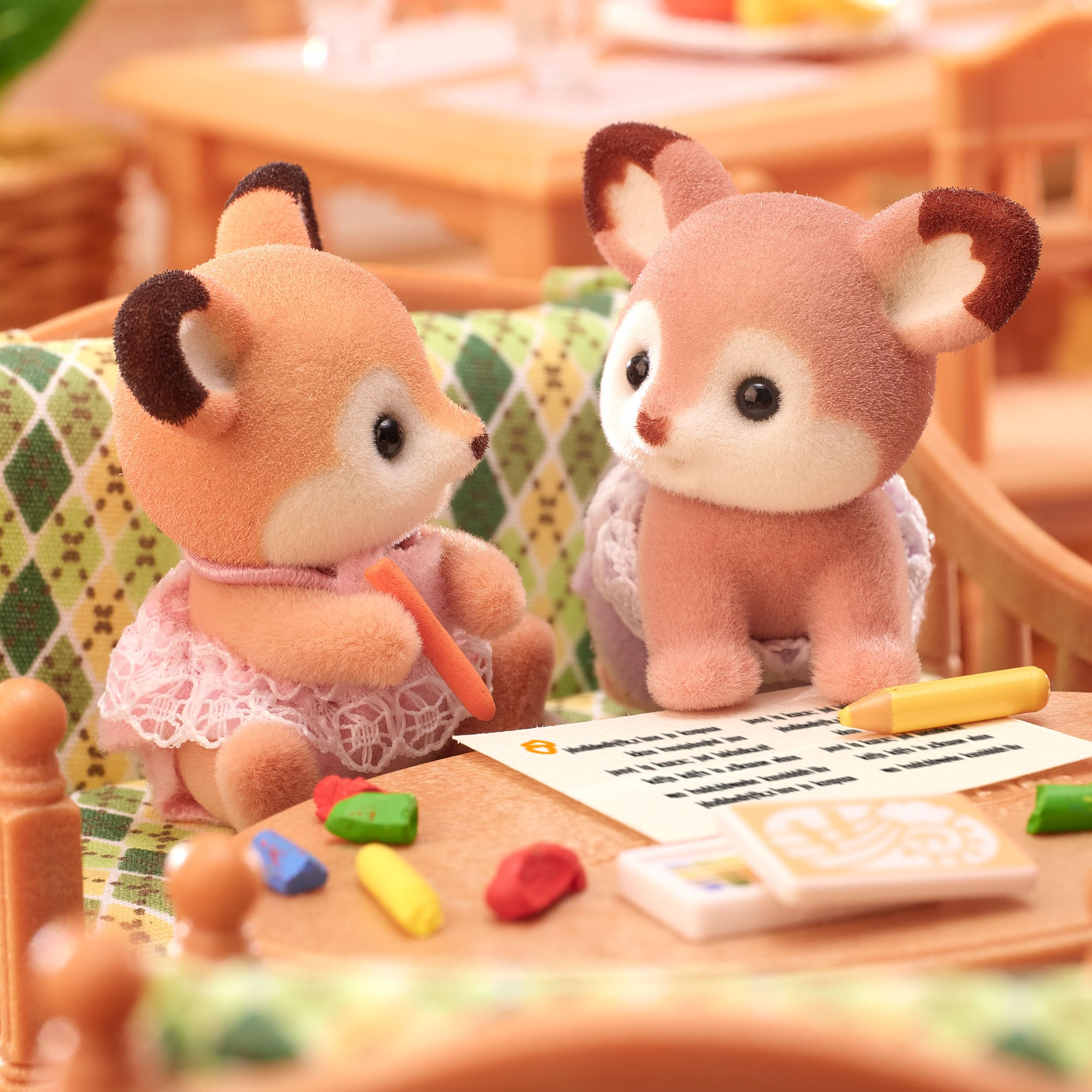EPOCH Sylvanian Families Deer Twins 5800 with Pushcar | Ages 3+ | Colourful PVC Figures 5