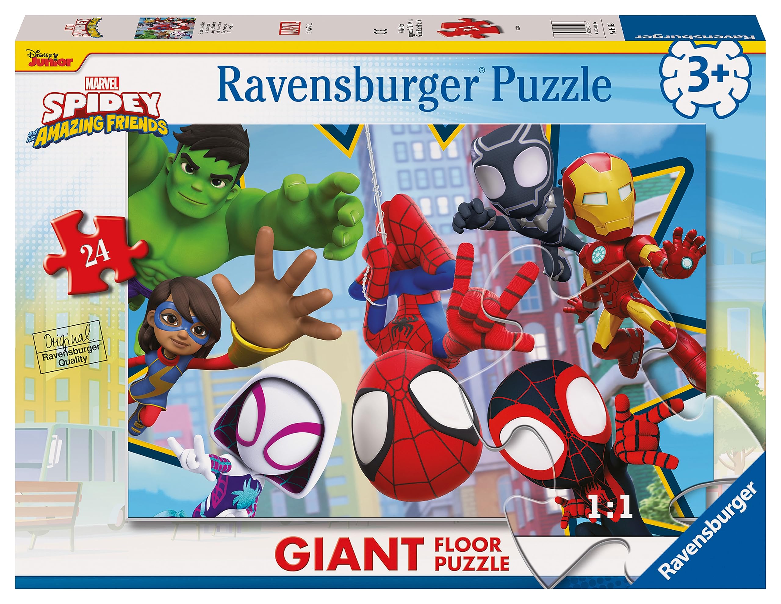 Ravensburger Marvel Spiderman Spidey & His Amazing Friends 24 Piece Giant Floor Puzzle - Ages 3+ | 70 x 50 cm | Unisex Children