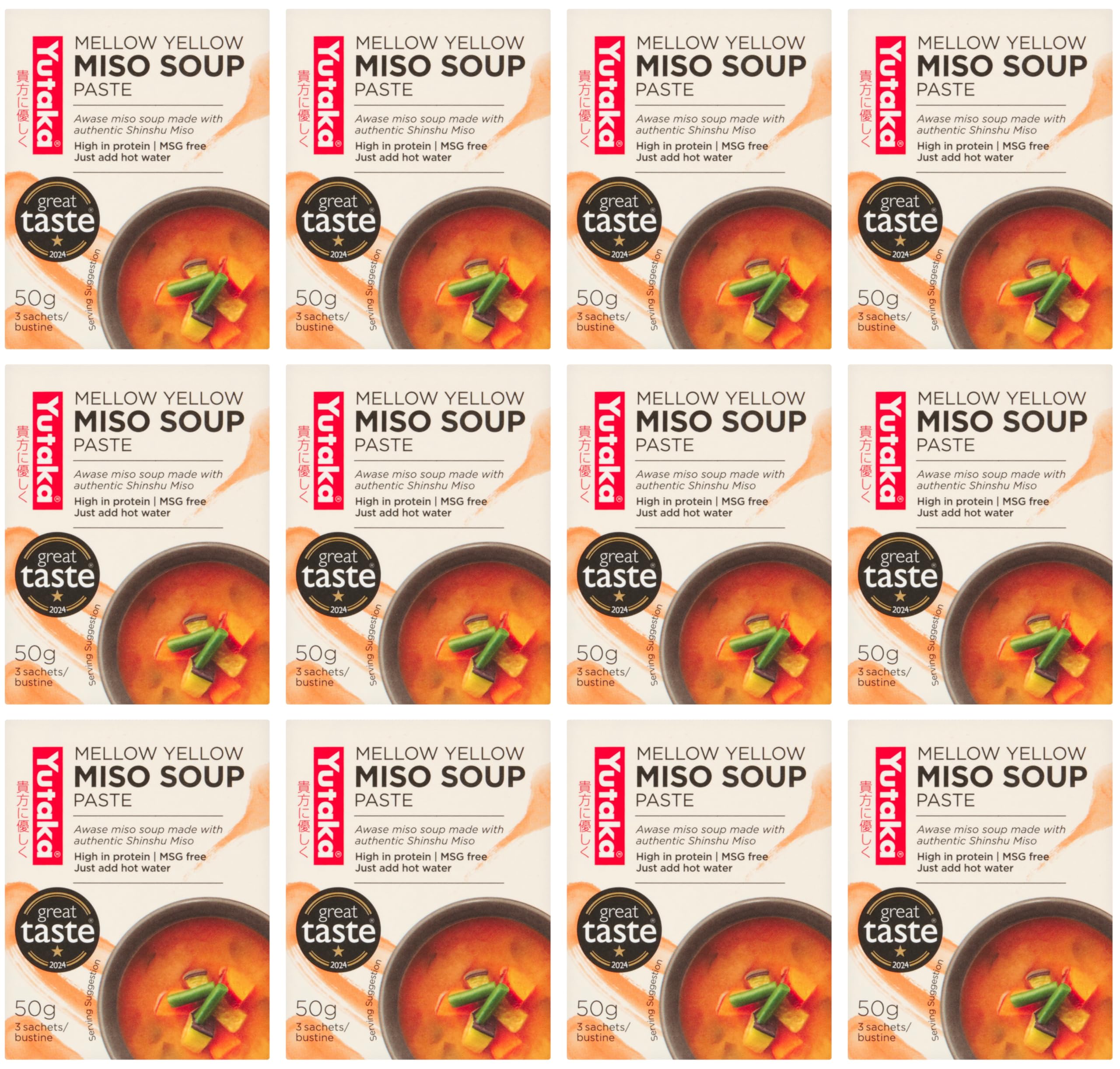 Yutaka Awase Miso Soup Mix - Authentic Red & White Blend | 36 Sachets (Pack of 12) 1