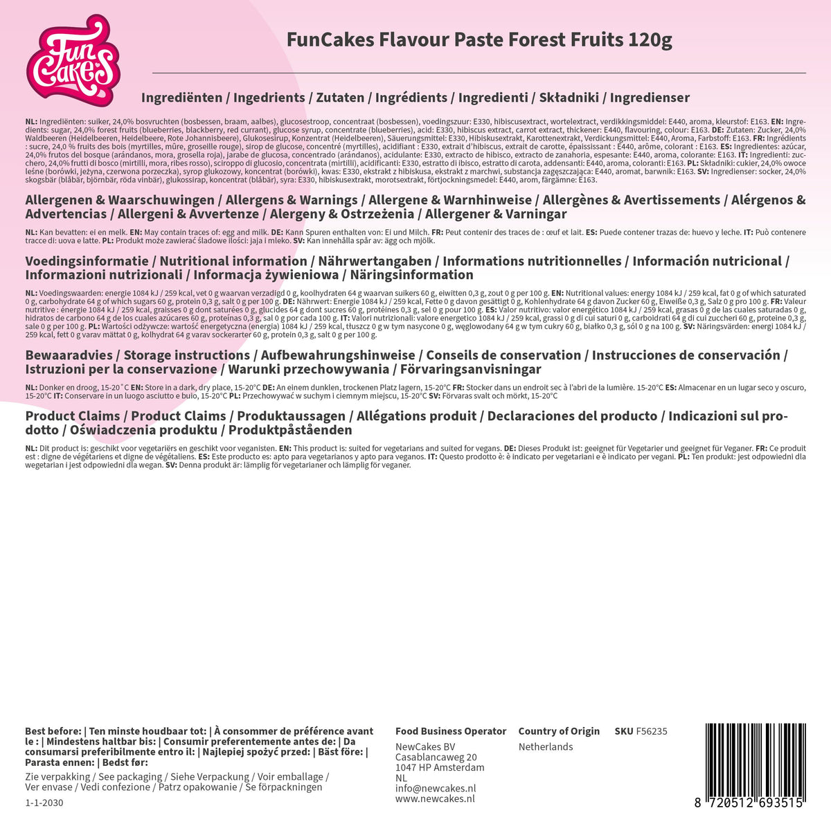 FunCakes Forest Fruits Flavour Paste - 120 g Natural Food Flavouring