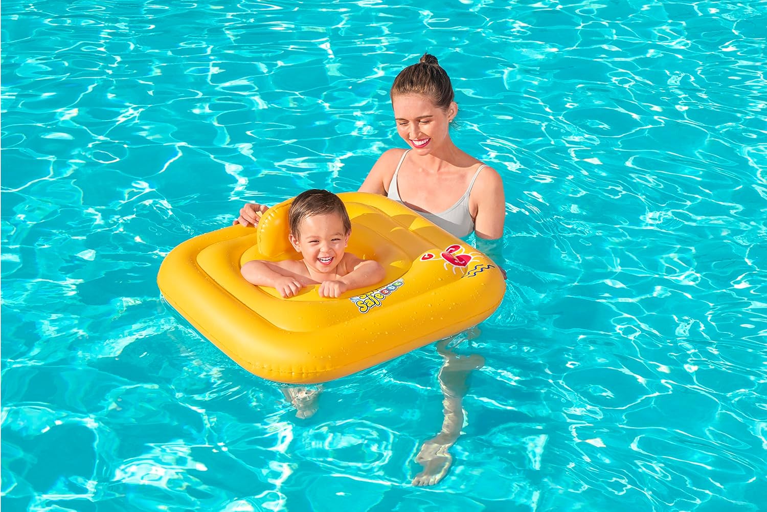 Bestway Swimming Float Inflatable for Toddlers | Square 3-Ring Inflatable Baby B 10