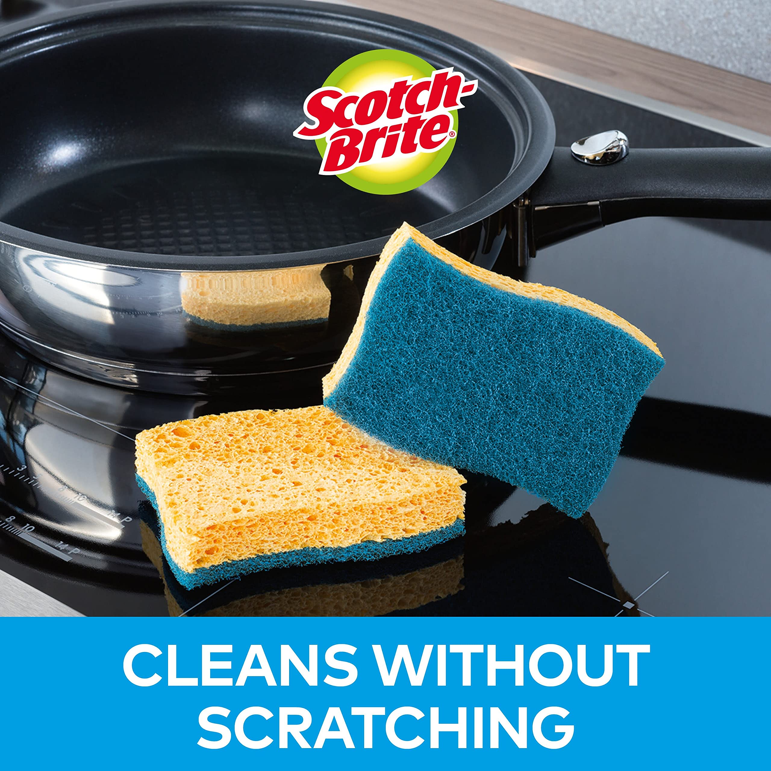 Scotch-Brite Delicate Non-Scratch Cellulose Scrub Sponge - 10 Pieces | High Absorbency | Reusable 4