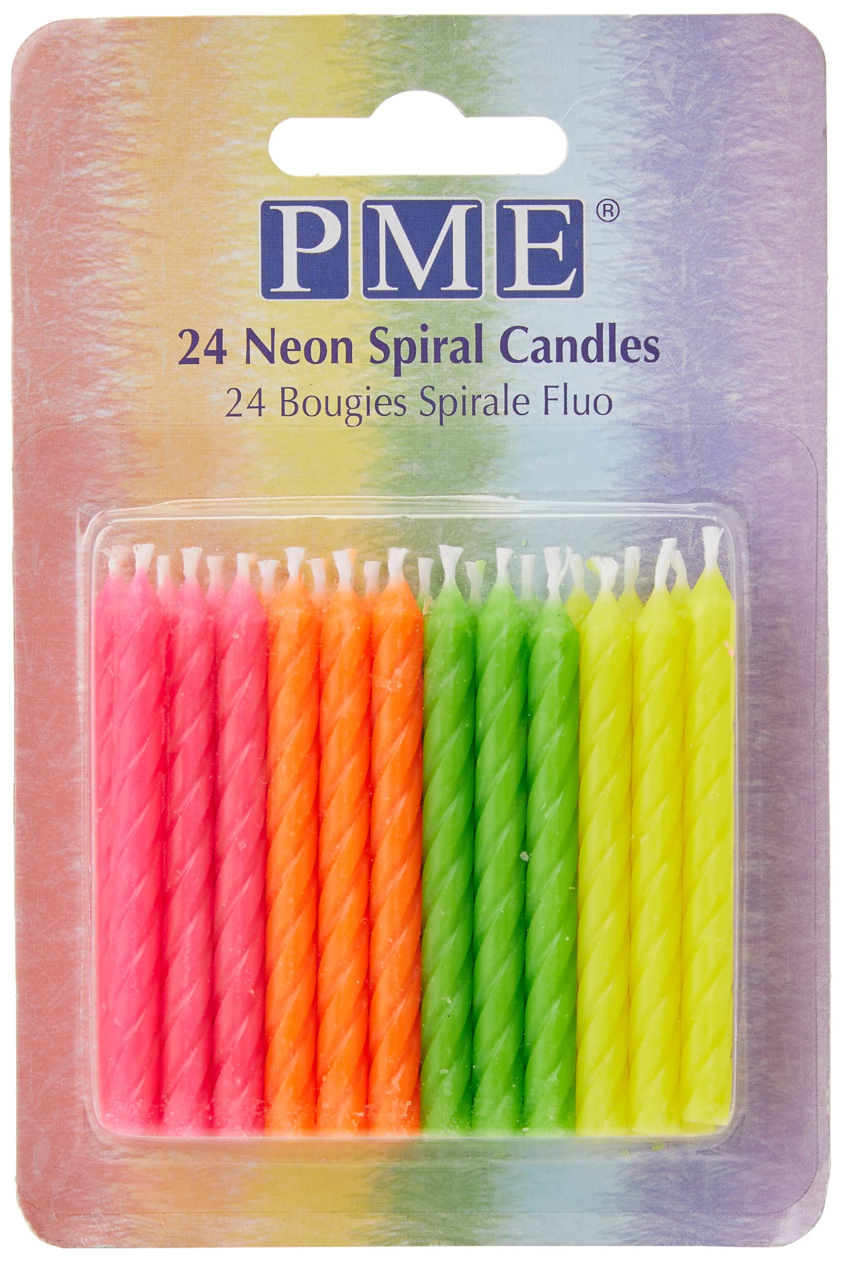 PME Neon Spiral Birthday Candles - 24 Pack | Multi-colour | Modern Style