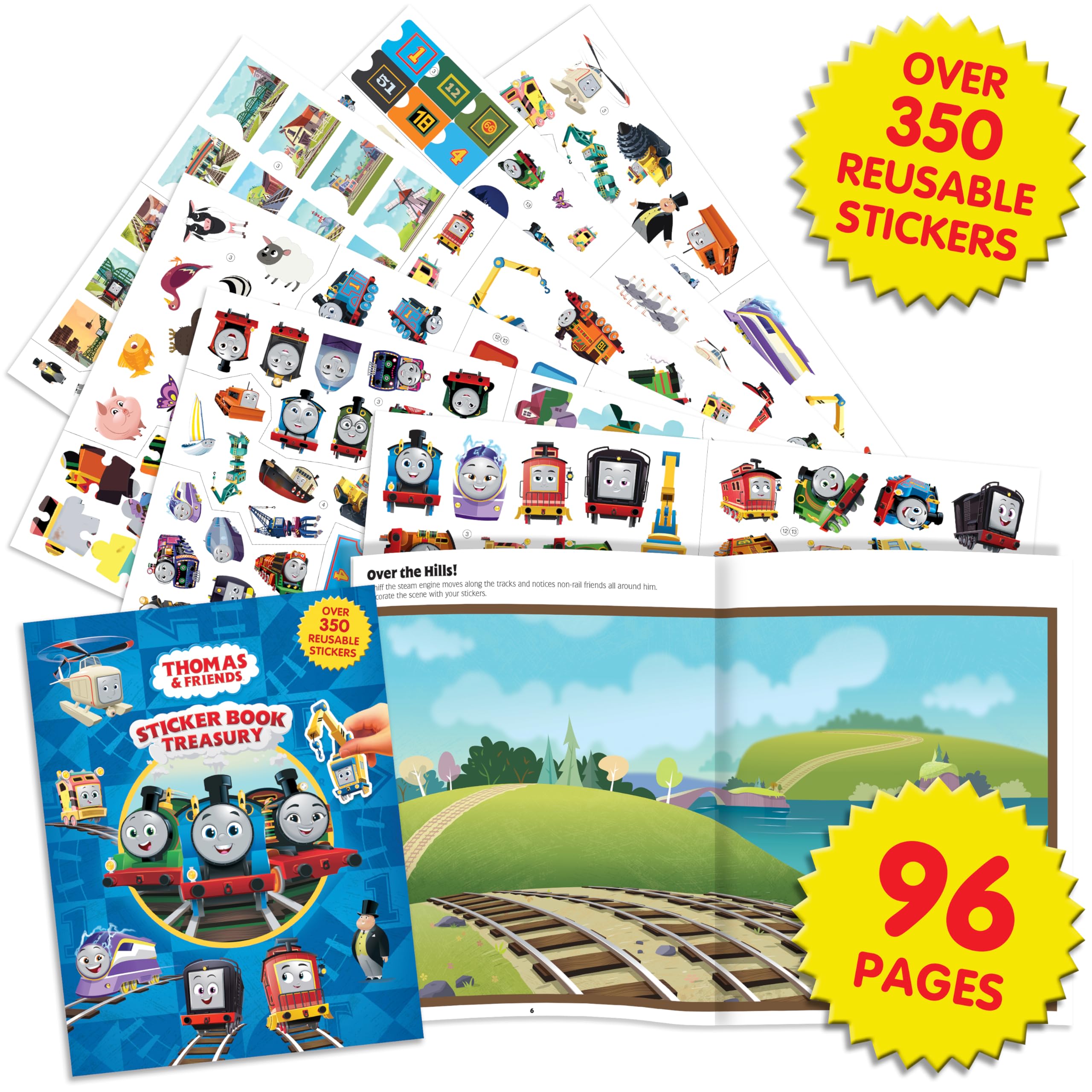 Phidal Thomas & Friends Sticker Book Treasury - 350 Reusable Stickers | 96 Pages | Ages 3+ 3