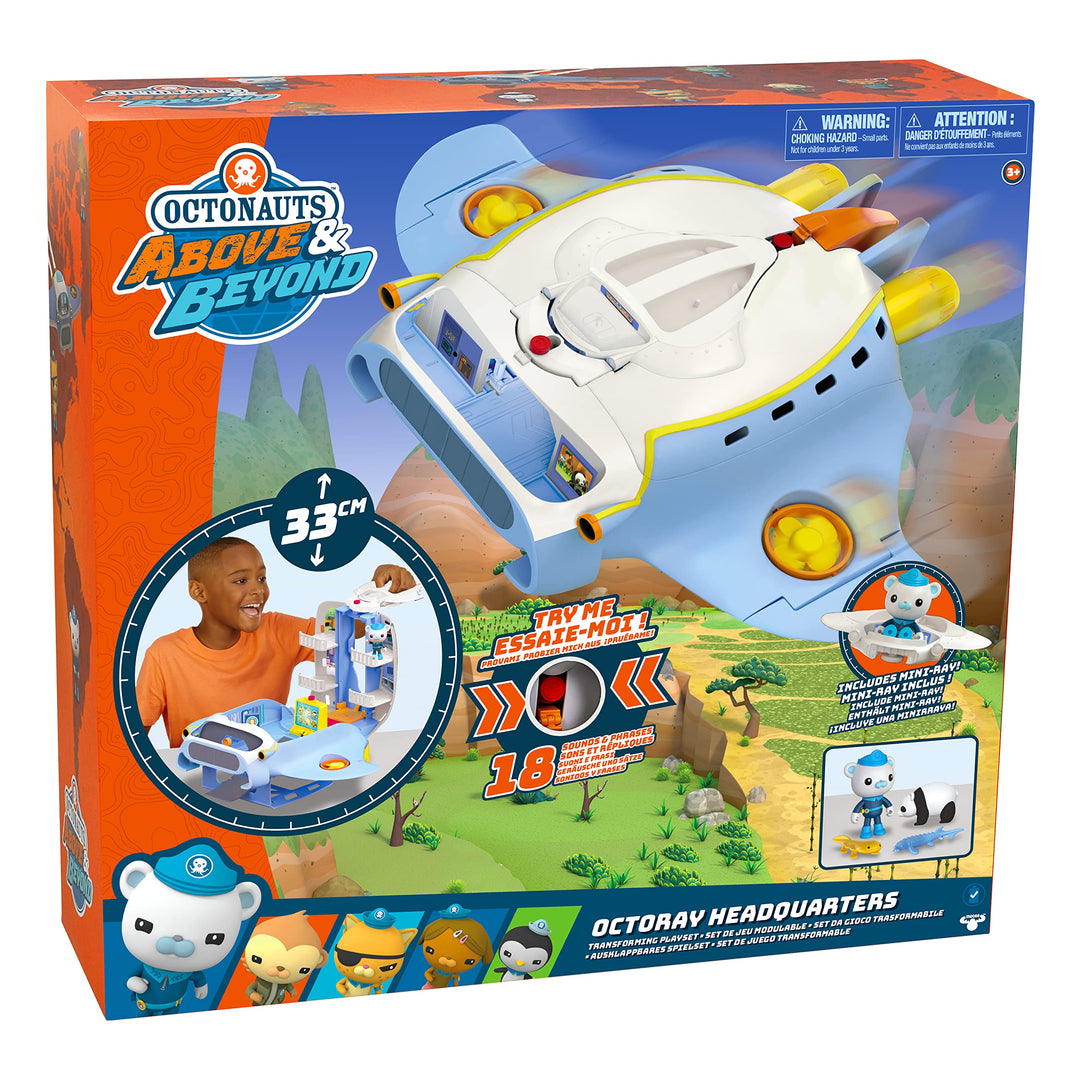 Octonauts Octoray Transforming Playset with Lights & Sounds - 7-Piece Set with Captain Barnacles Figure
