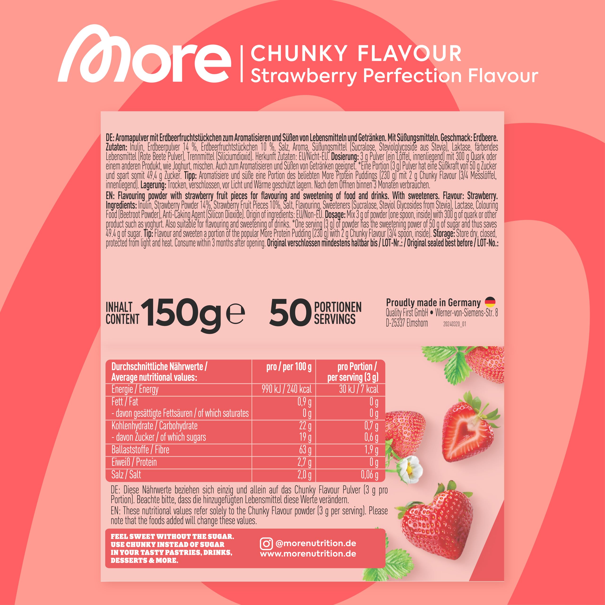 MORE Nutrition Chunky Flavour Strawberry Perfection 150g 8