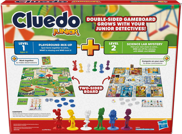 Clue Junior-Spiel, 2-seitiges Spielbrett, 2 Spiele in 1, Clue Mystery-Spiel für Jüngere