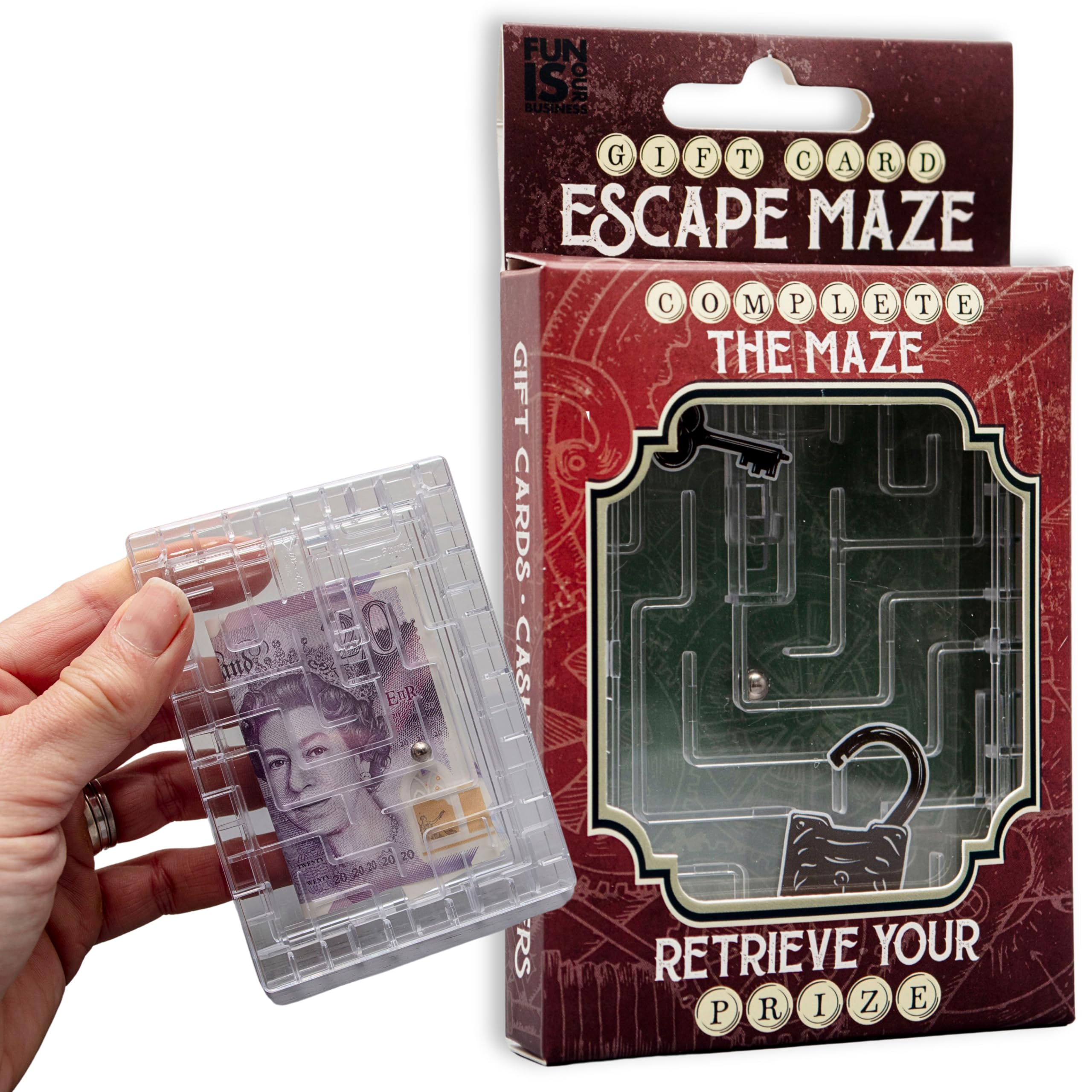 Boxer Gifts Escape Maze Money Puzzle Box for Gift Cards and Cash - Clear Plastic Brain Teaser Challenge 6