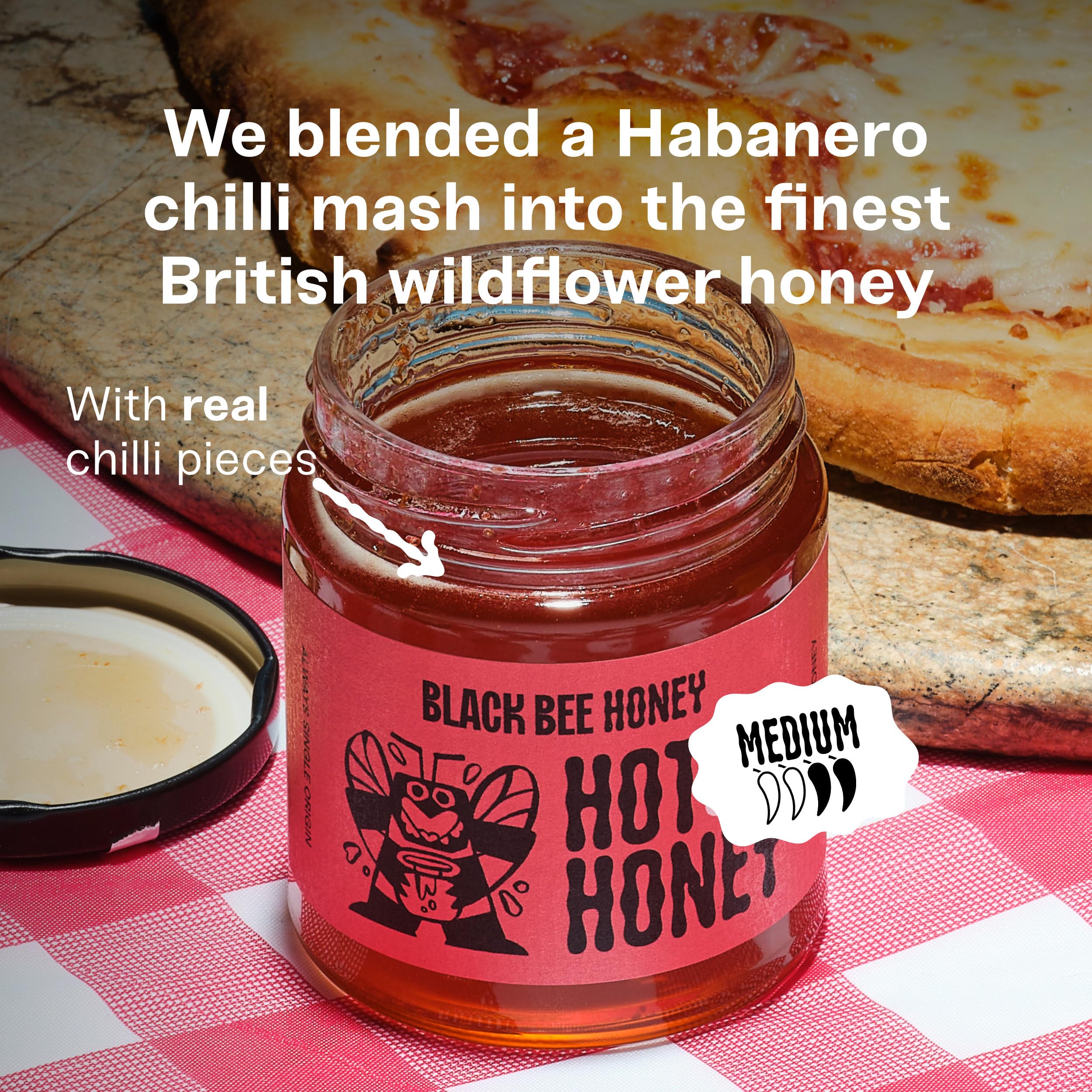 Black Bee Hot Honey with Habanero Chilli - British Wildflower Chilli Honey 8