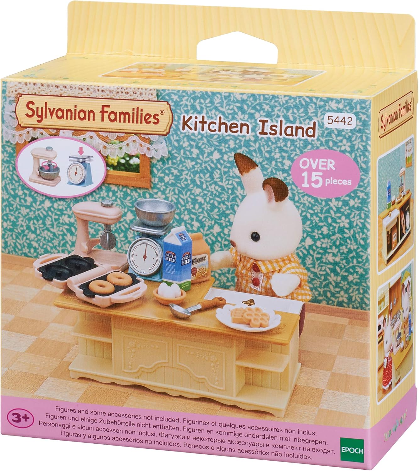 Sylvanian Families 5442 Kitchen Island Playset - Interactive Dollhouse Kitchen with Accessories