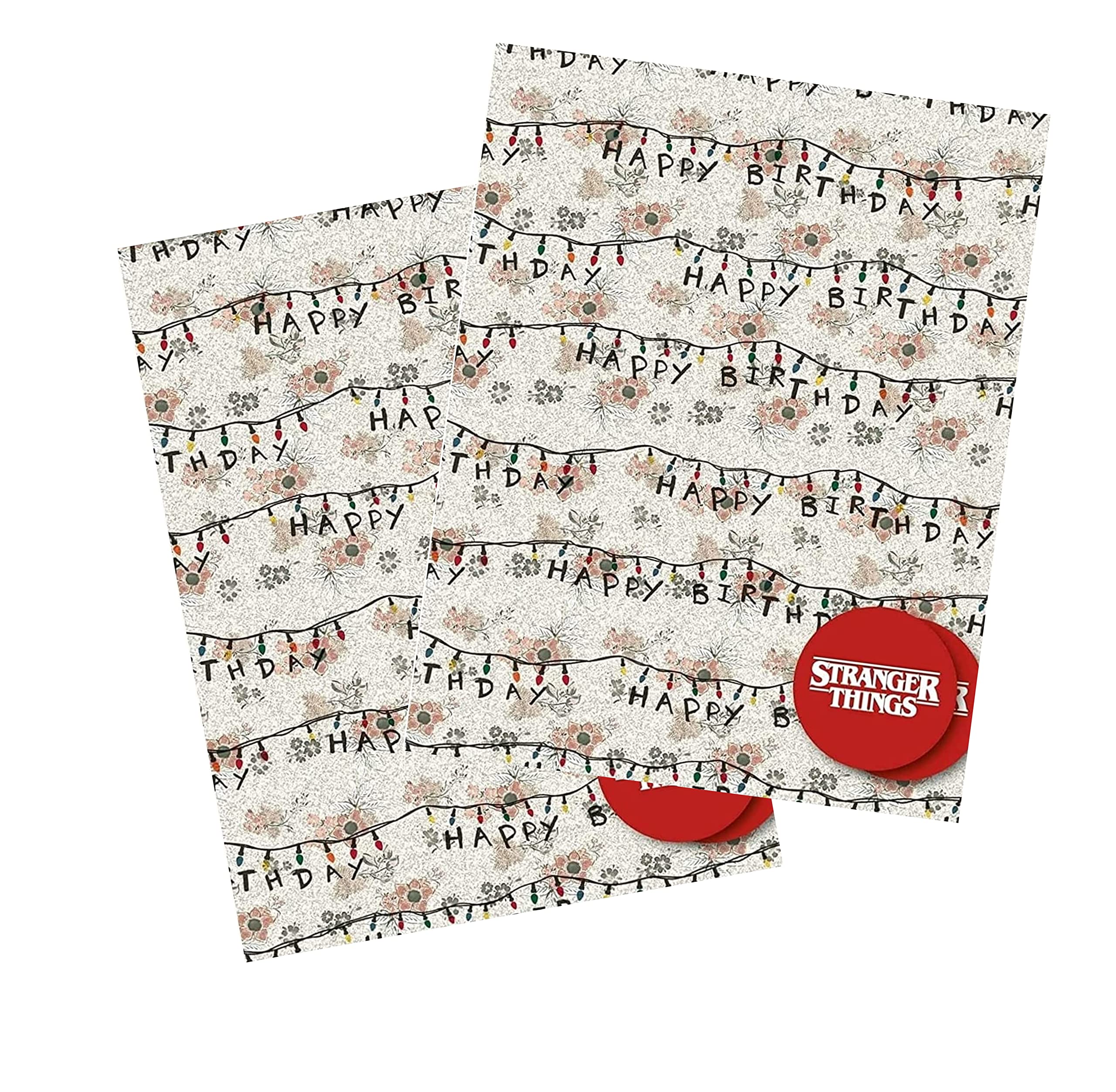 Danilo Promotions LTD Stranger Things Gift Wrapping Paper - 4 Sheets & 4 Tags | 70cm x 50cm