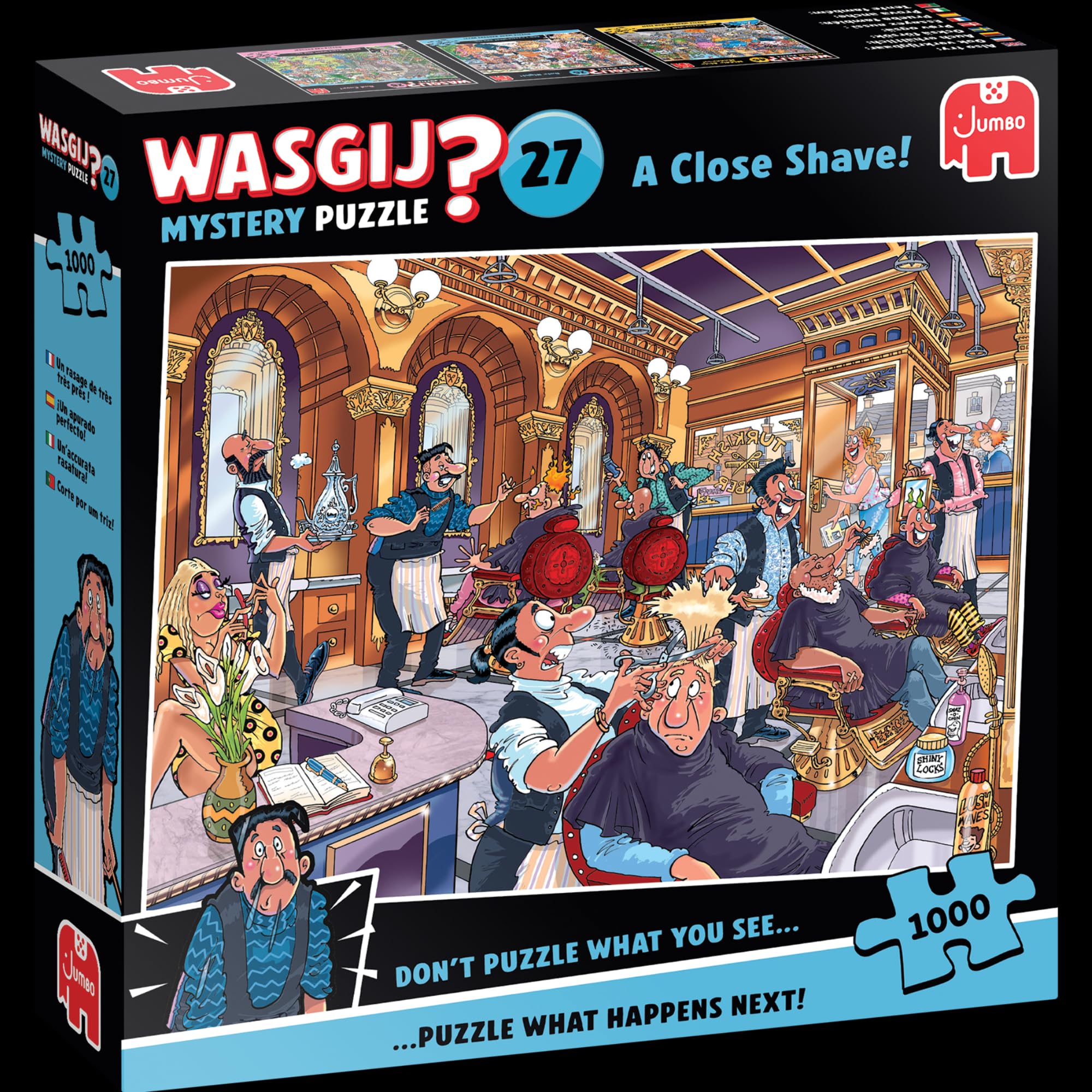 Jumbo Wasgij Mystery 27, A Close Shave - 1000 Piece Jigsaw Puzzle for Adults | Multicolor 10