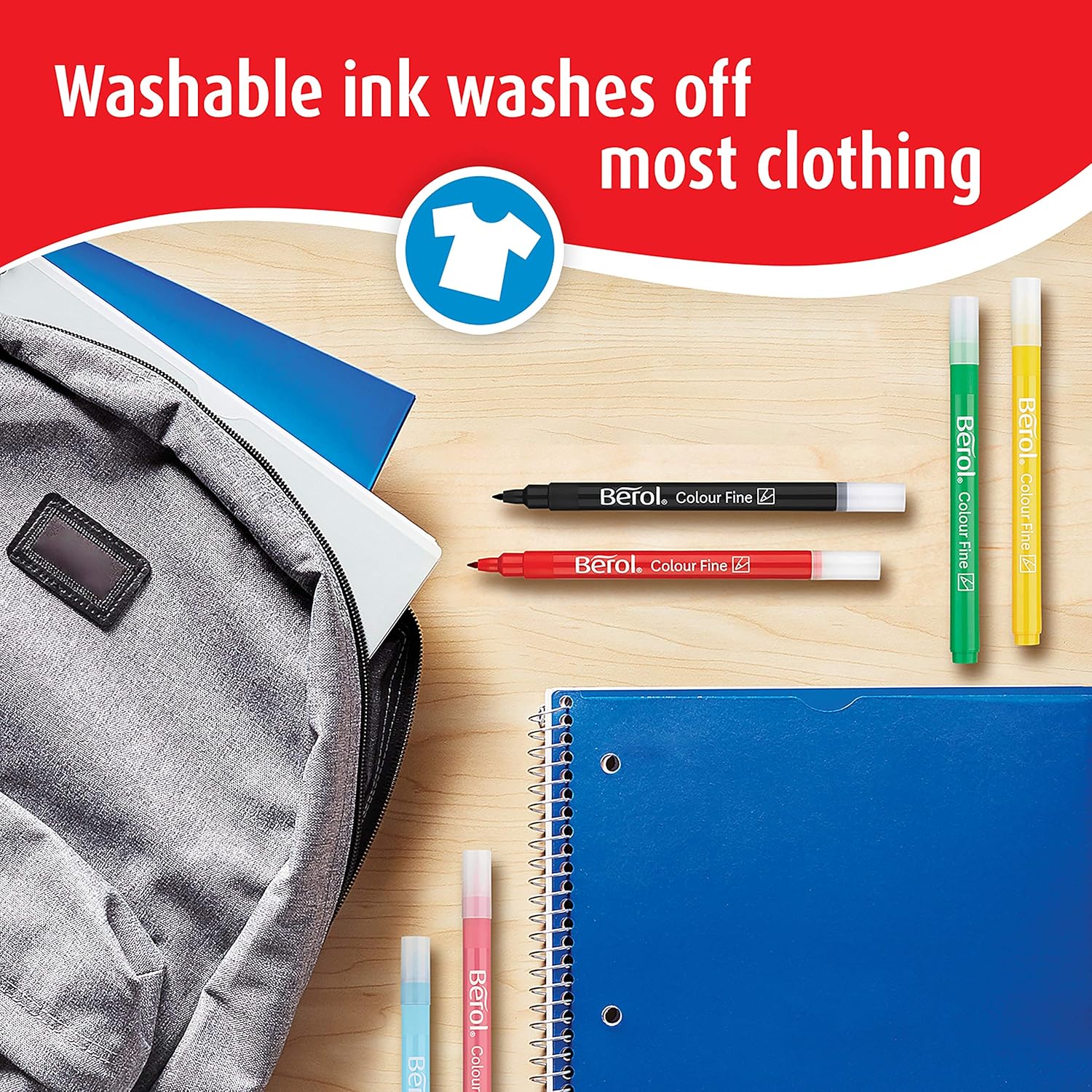 Berol Felt Tip Colouring Pens - Fine Point (0.6mm) Washable Markers for Kids, 42-Pack 7