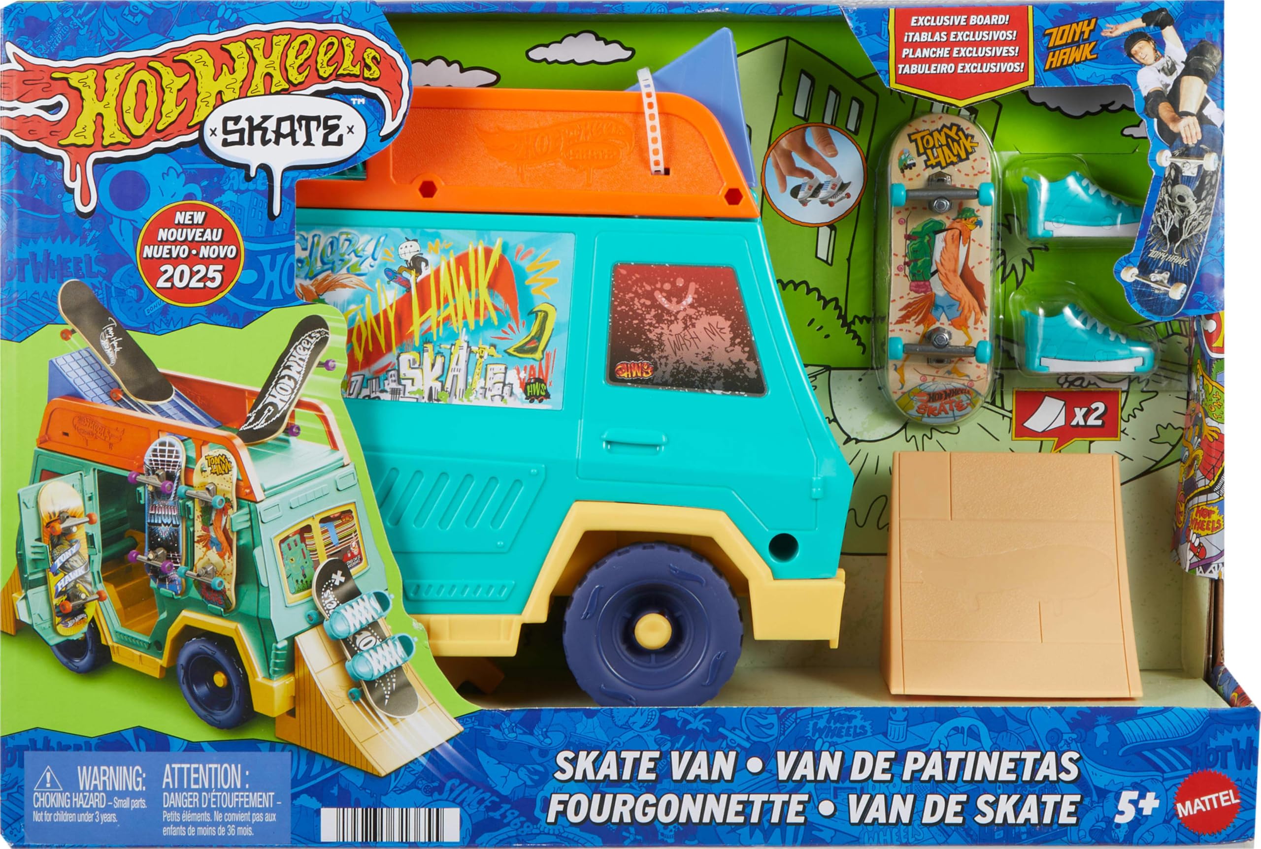 Hot Wheels Skate Skate Van Playset - Exclusive Fingerboard | Multicolor | Model JGG91 1