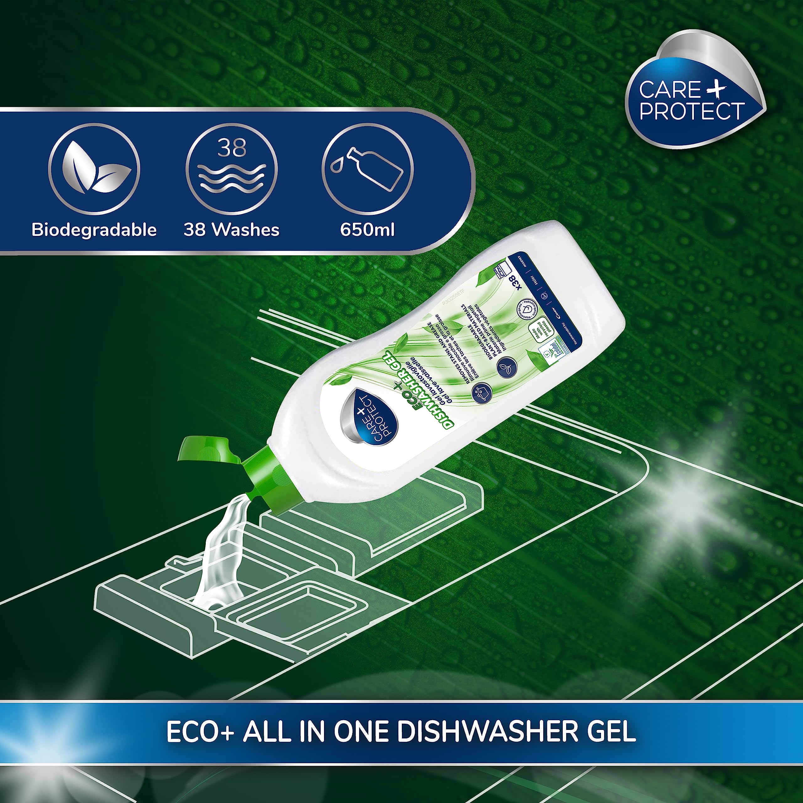CARE + PROTECT ECO+ Dishwasher Gel - Plant-Based, Hypoallergenic Formula | 650 ml 4