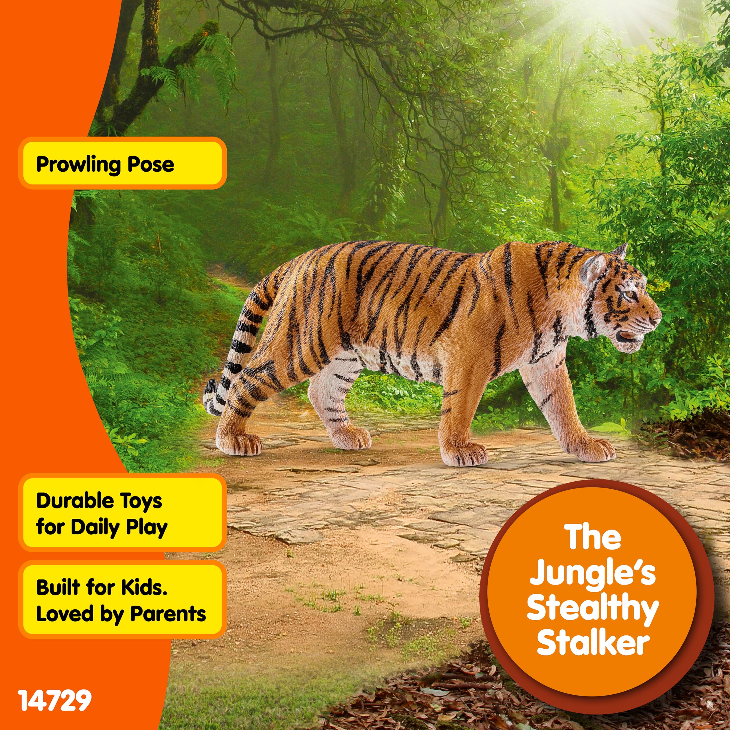 Schleich Wild Life Tiger Miniature Figure - Realistic Design | Ages 3+ 5