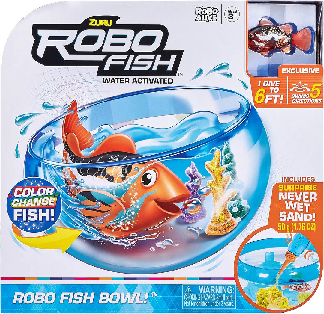 Robo Alive Robo Fish 7126 Robotic Toy Pet with Fish Tank and Never Wet Sand, Hyper-Realistic Swimming Fish for Kids and Teens