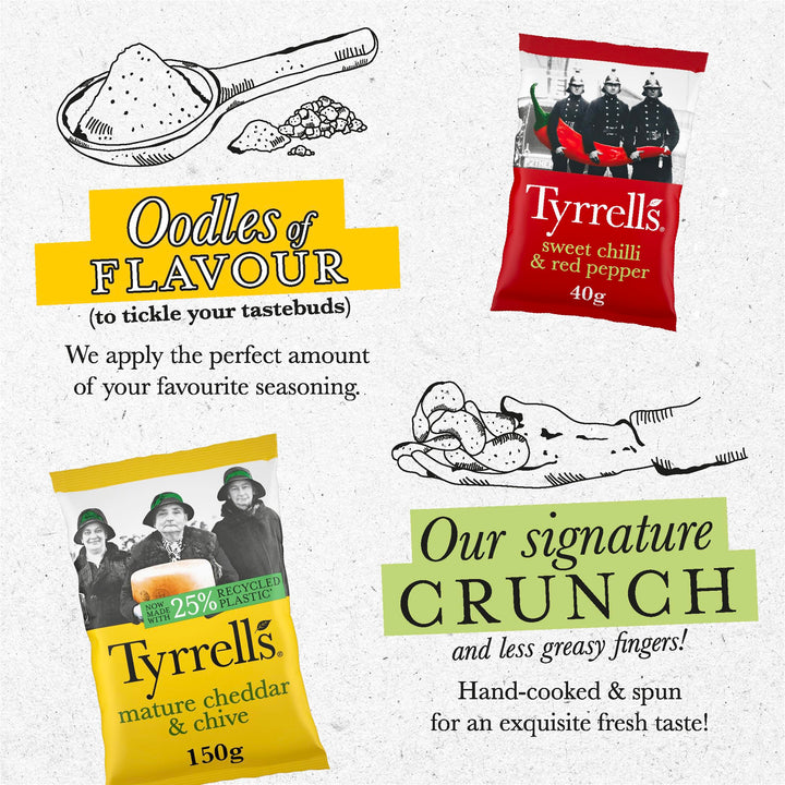 Tyrrells Hand-Cooked Mature Cheddar & Chive Crisps 150g