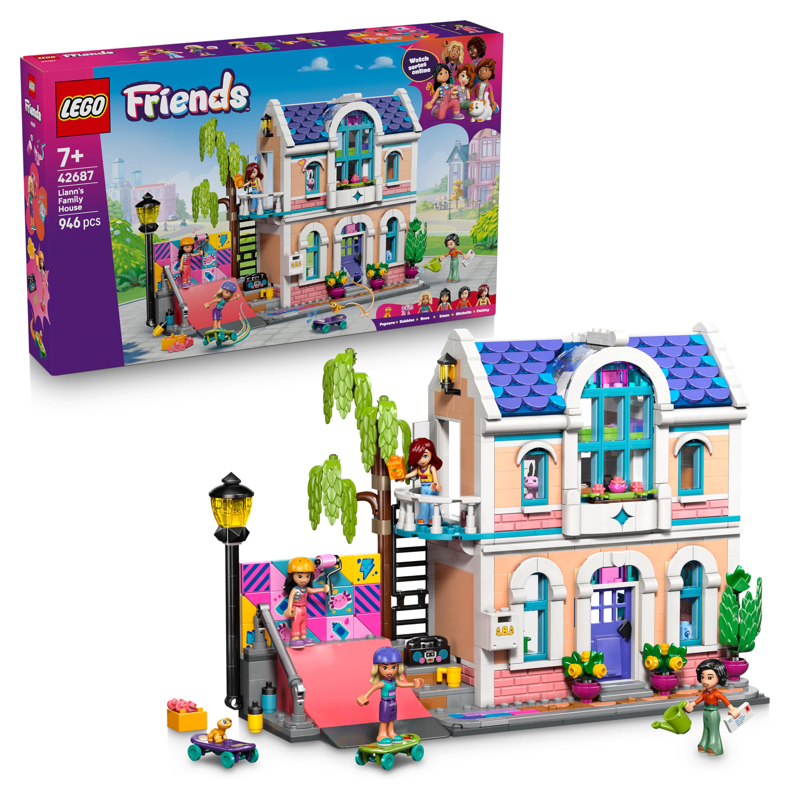 LEGO Friends Liann's Family House Toy Set 42687 | 4 Minidolls, 2 Animals | Ages 7+ 1