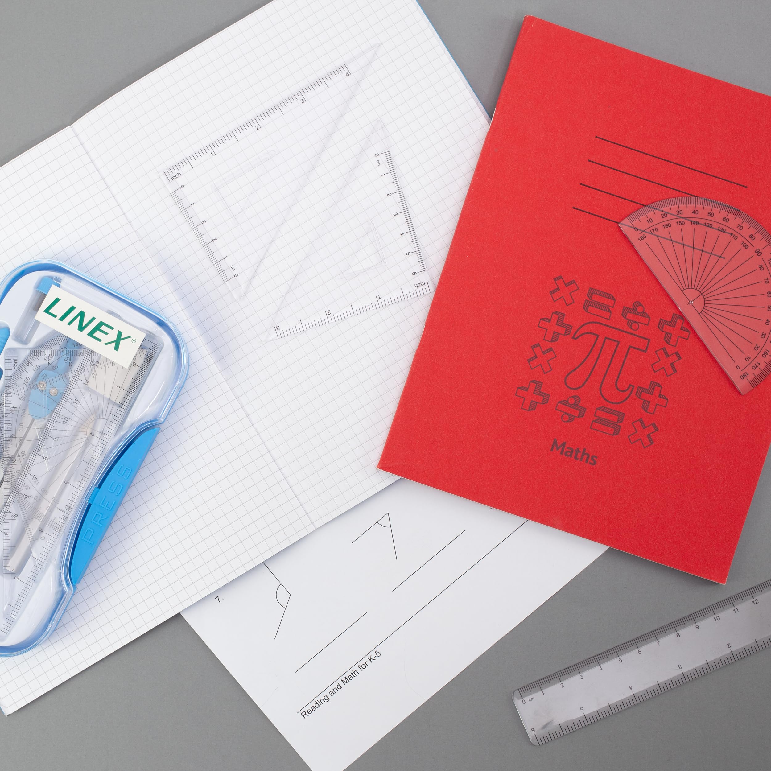 Linex 10-Piece Maths Geometry Set - Complete Exam Kit with Transparent Case, Blue 6