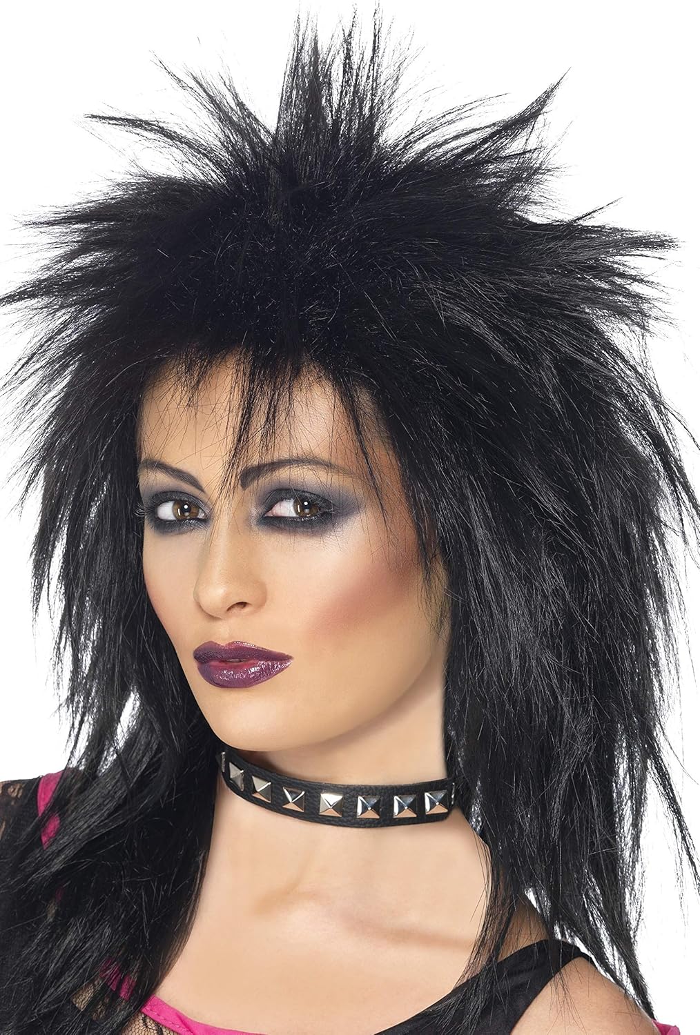 Smiffys Rock Diva Black Long Mullet Wig 1