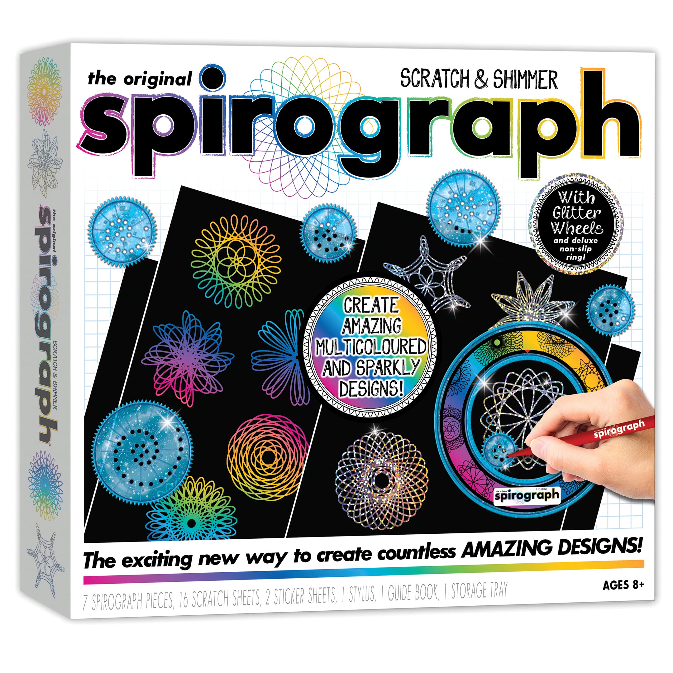 Spirograph Scratch & Shimmer - Glitter Precision Wheels & Rainbow Scratch Art Set 7