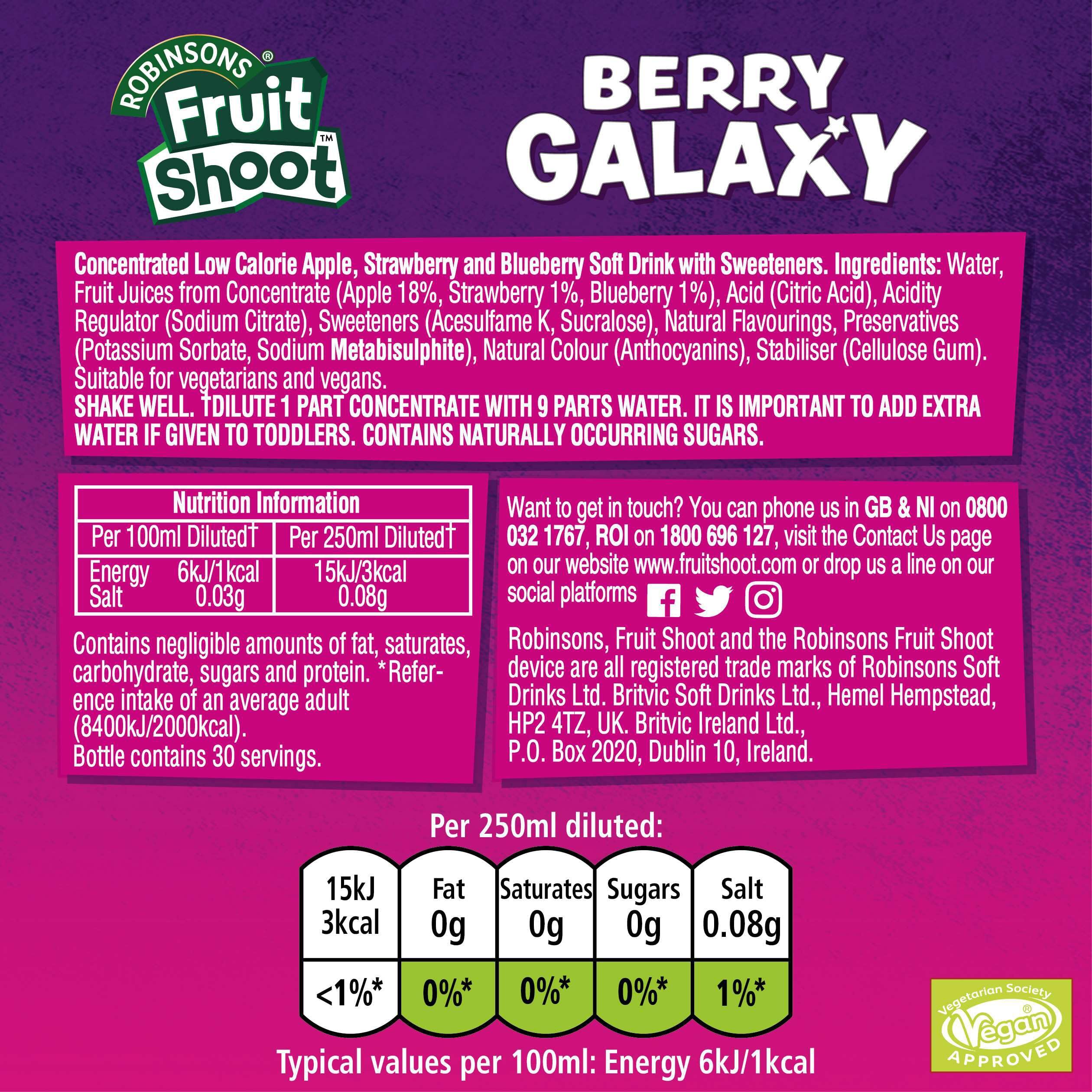 FRUIT SHOOT Berry Galaxy Squash Concentrate - Double Strength | 750ml | No Added Sugar 7