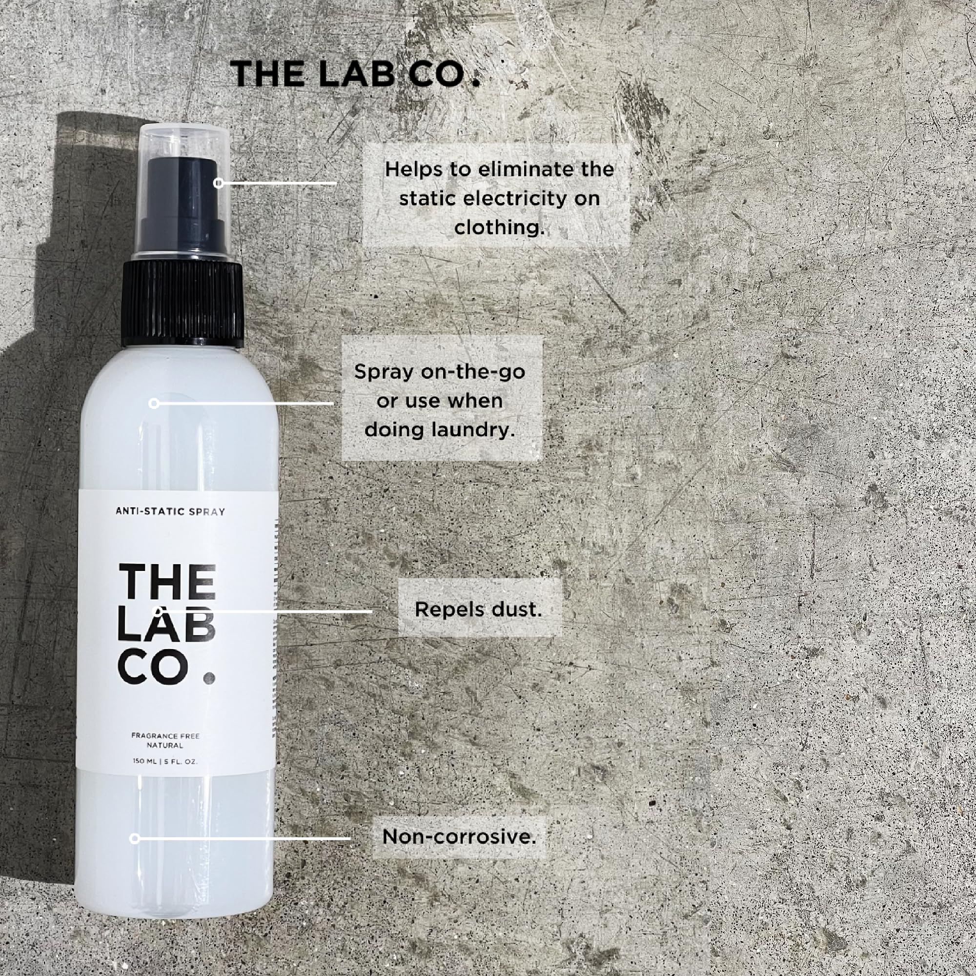 The Lab Co. Anti Static Spray - Removes Static & Clinging | Unscented | 150 ml
