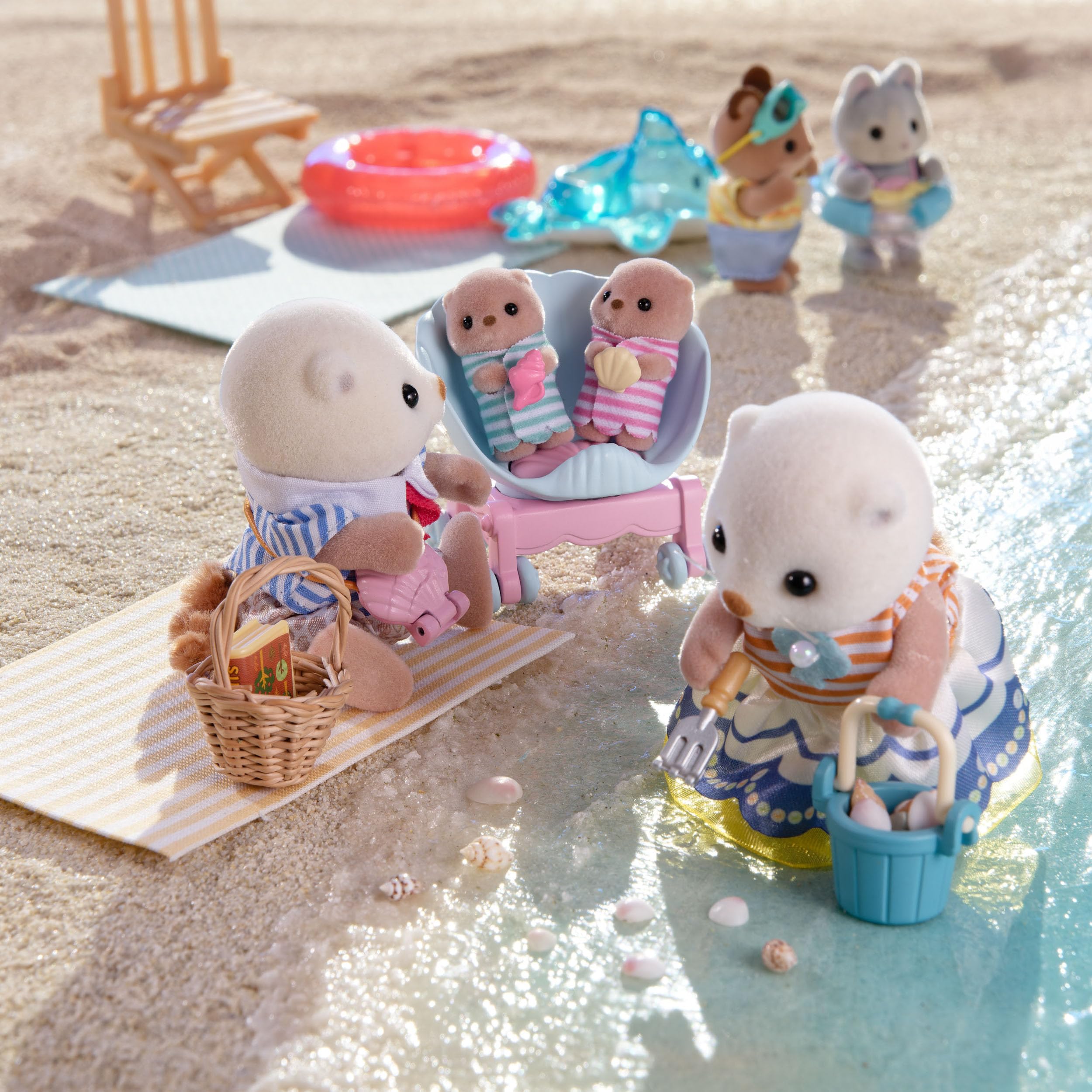 Sylvanian Families Sea Otter Family Playset - Includes 6 Pieces | Ages 3+ | Model 5803 6