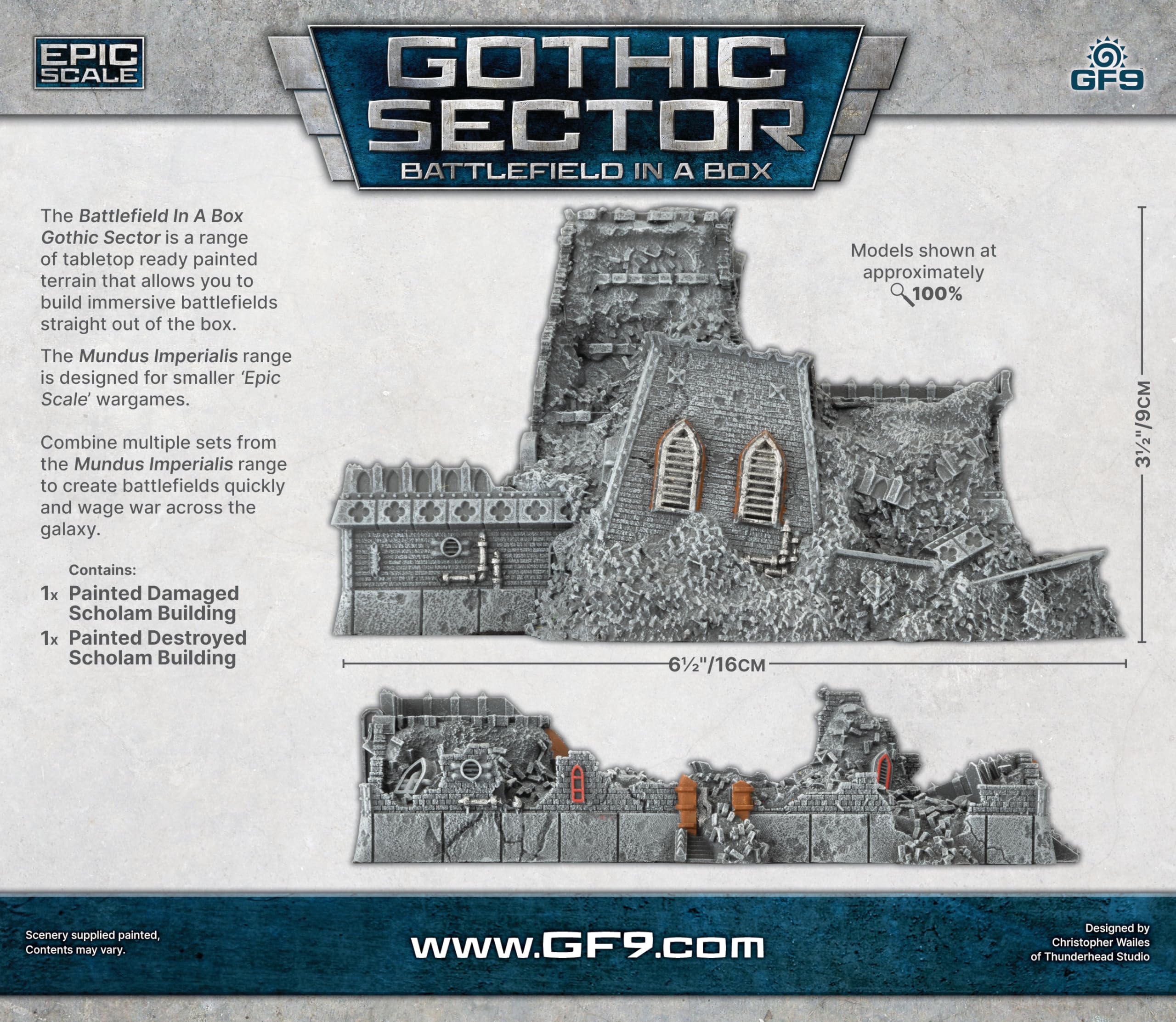 Gale Force Nine Mundus Imperialis Damaged & Destroyed Scholam Building Set 2
