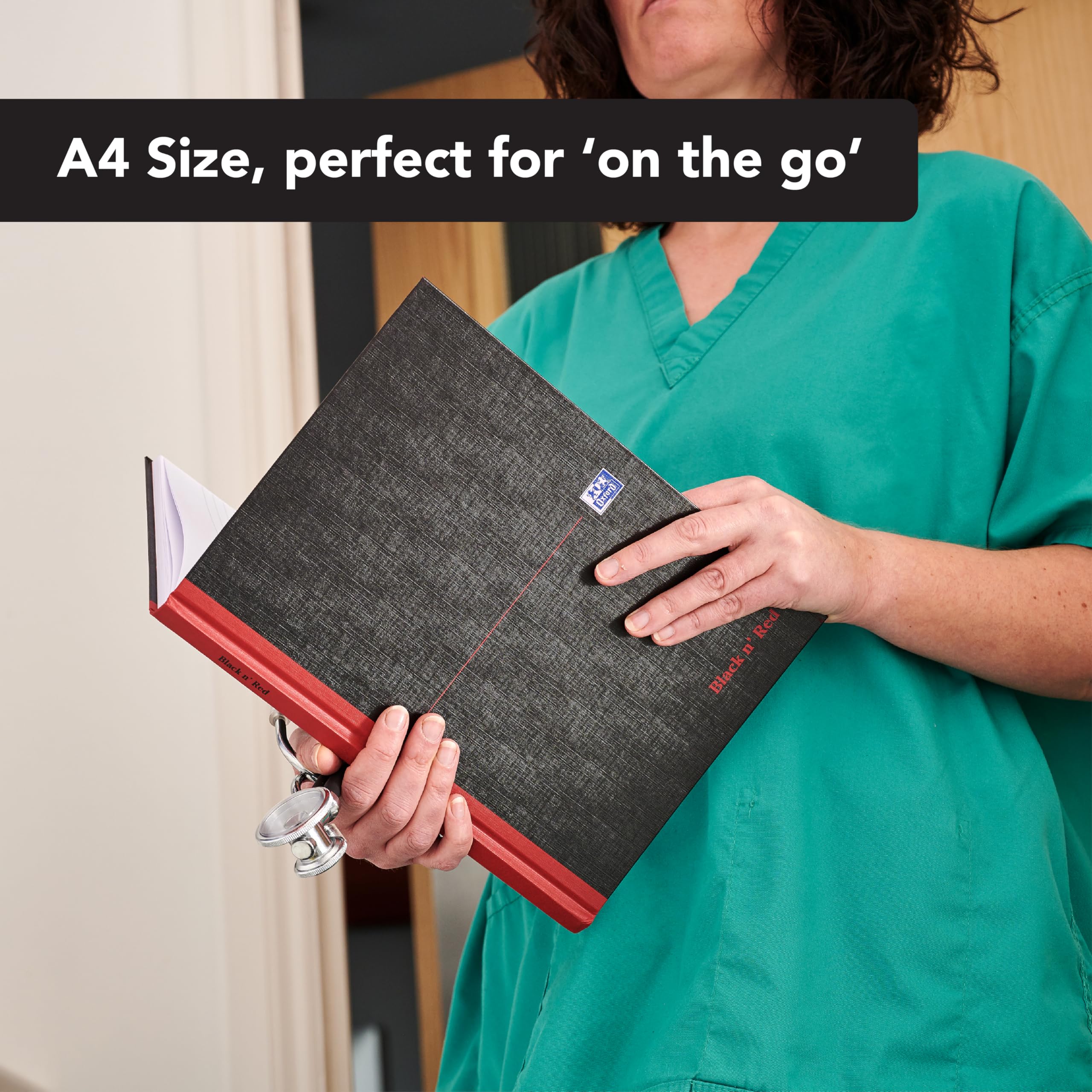 Black n' Red A4 Hardback Composition Notebook | Narrow Ruled with Margin | 96 Pages 4