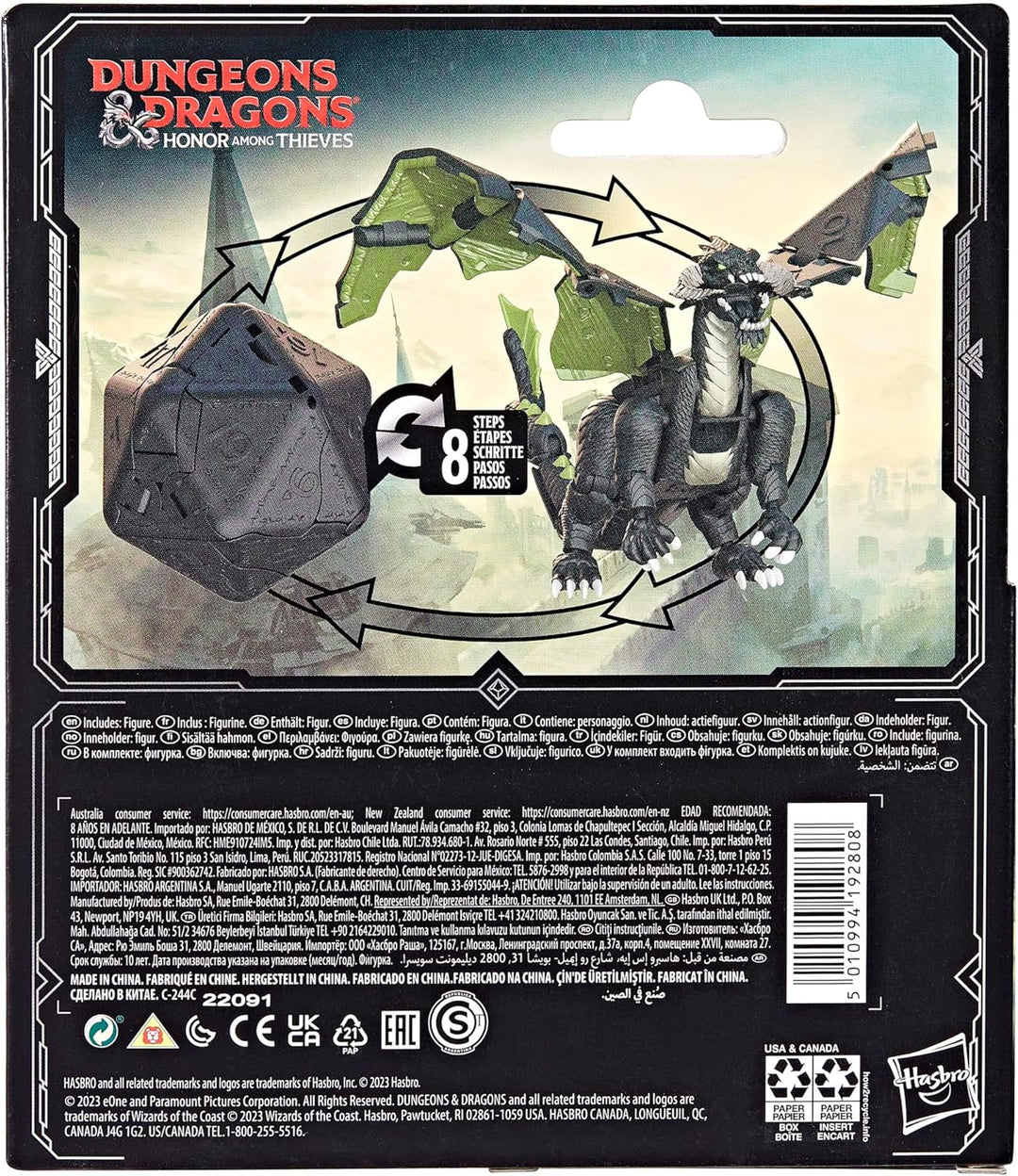 Dungeons & Dragons Dicelings Honor Among Thieves - Rakor the Black Dragon Transformable Dice (F5212)