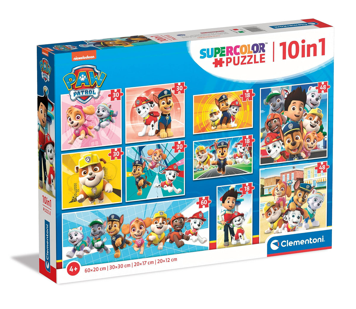 Clementoni Paw Patrol Jigsaw Puzzles - 10 in 1, 18–60 Pieces, Ages 4+