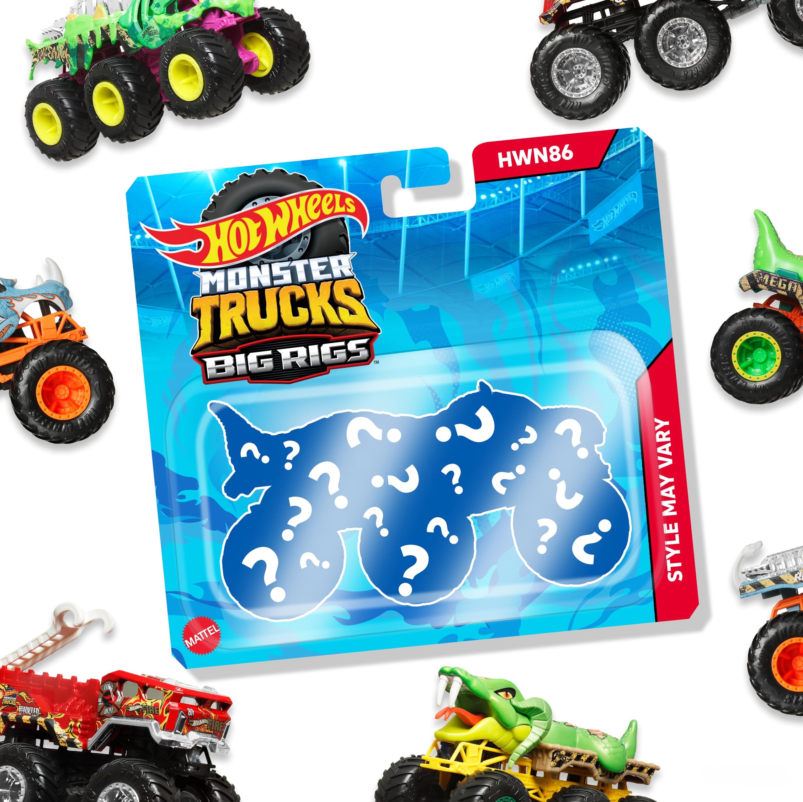 Hot Wheels Monster Trucks Big Rigs 1:64 Scale Toy Truck with 6 Wheels