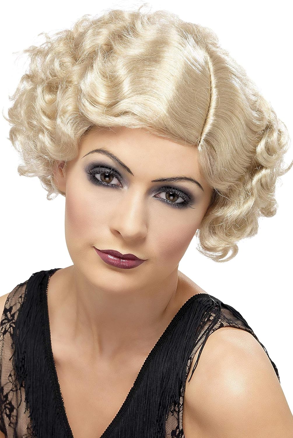 Smiffys 1920s Flirty Flapper Wig, Black Short Wavy Style