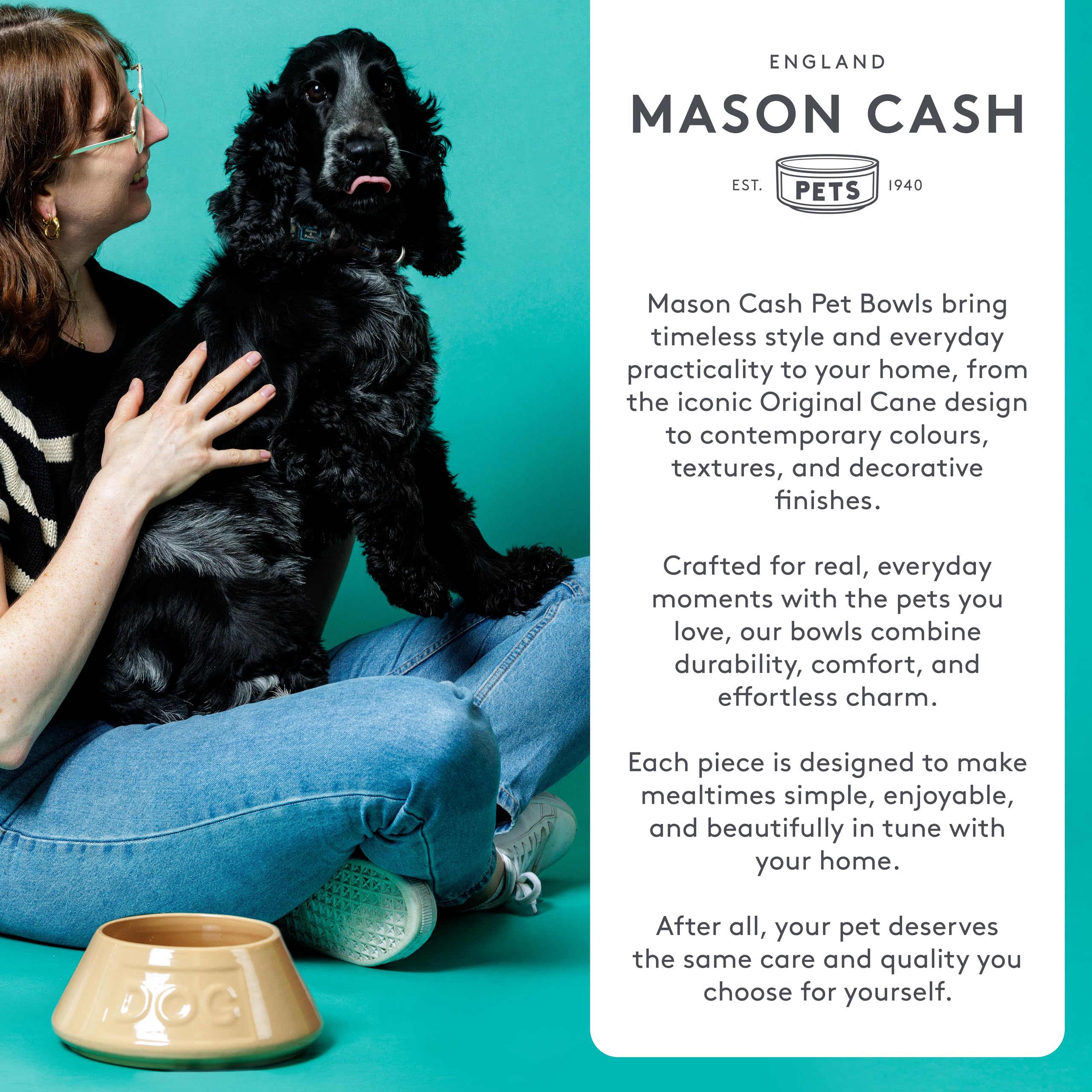 Mason Cash Hearts Paw Small Pet Bowl - 13cm Diameter, 250ml Capacity | Durable Stoneware 4