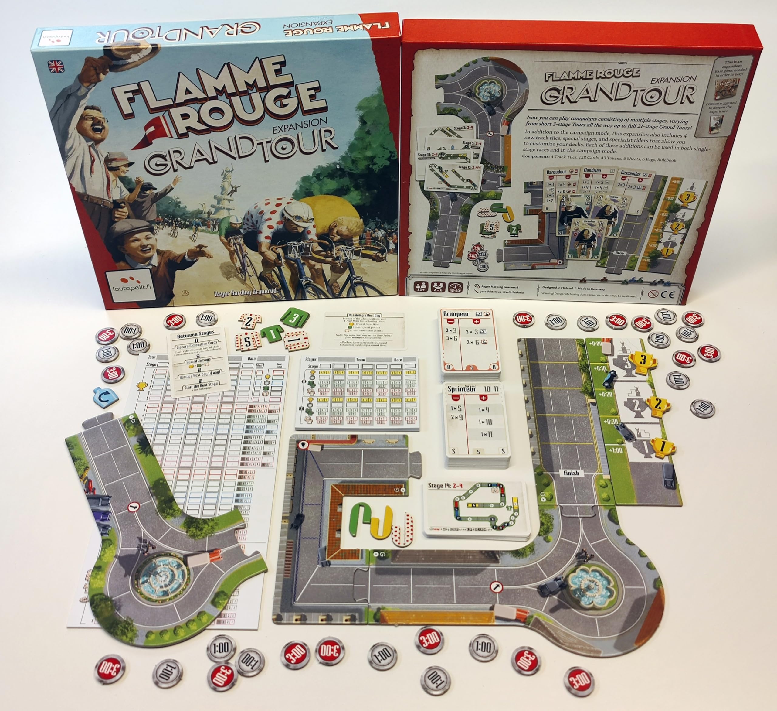Lautapelit Flame Rouge: Grand Tour Expansion Board Game | 2-4 Players | Red 3
