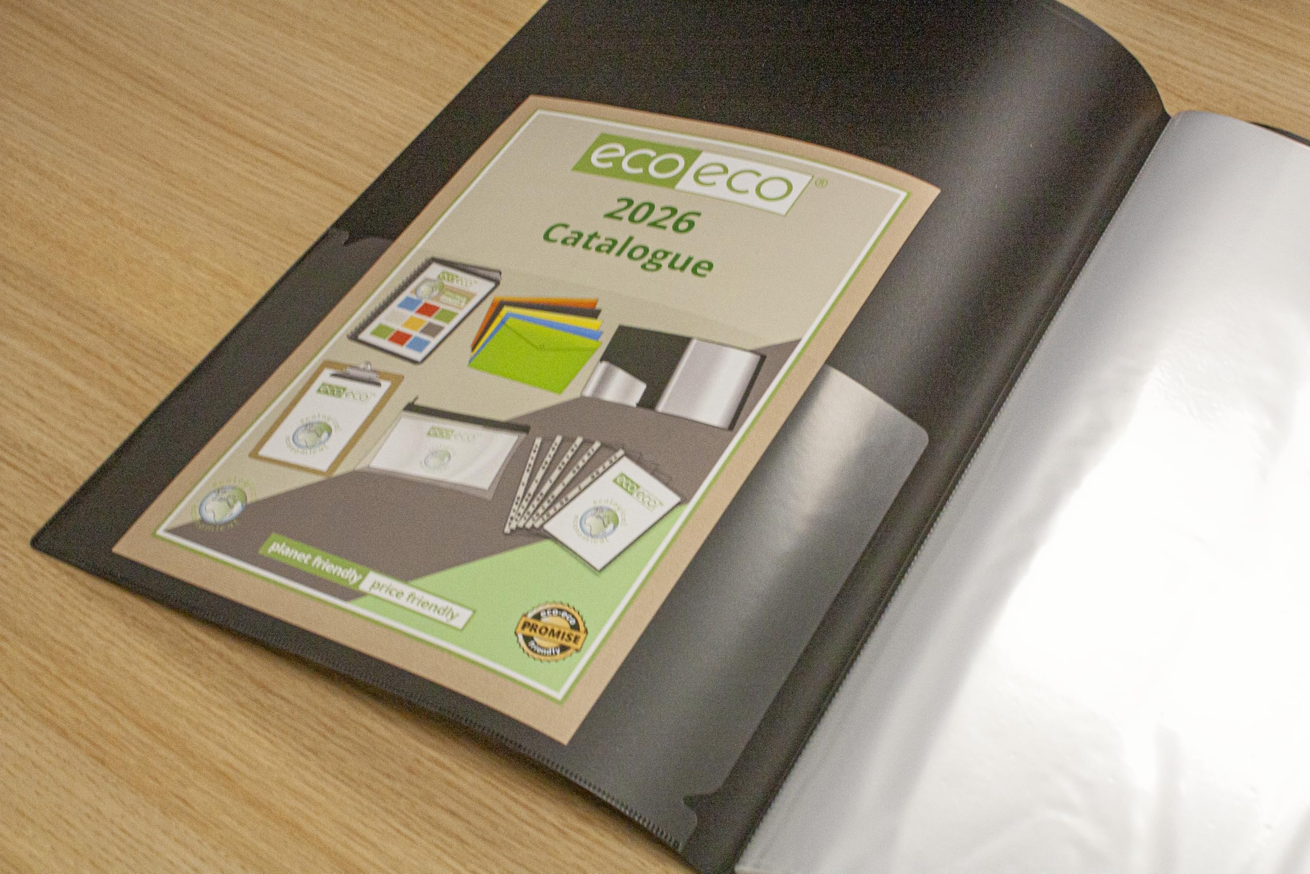 eco-eco A3 20 Pocket Flexible Cover Portfolio Book - Black | 100% Recycled PP