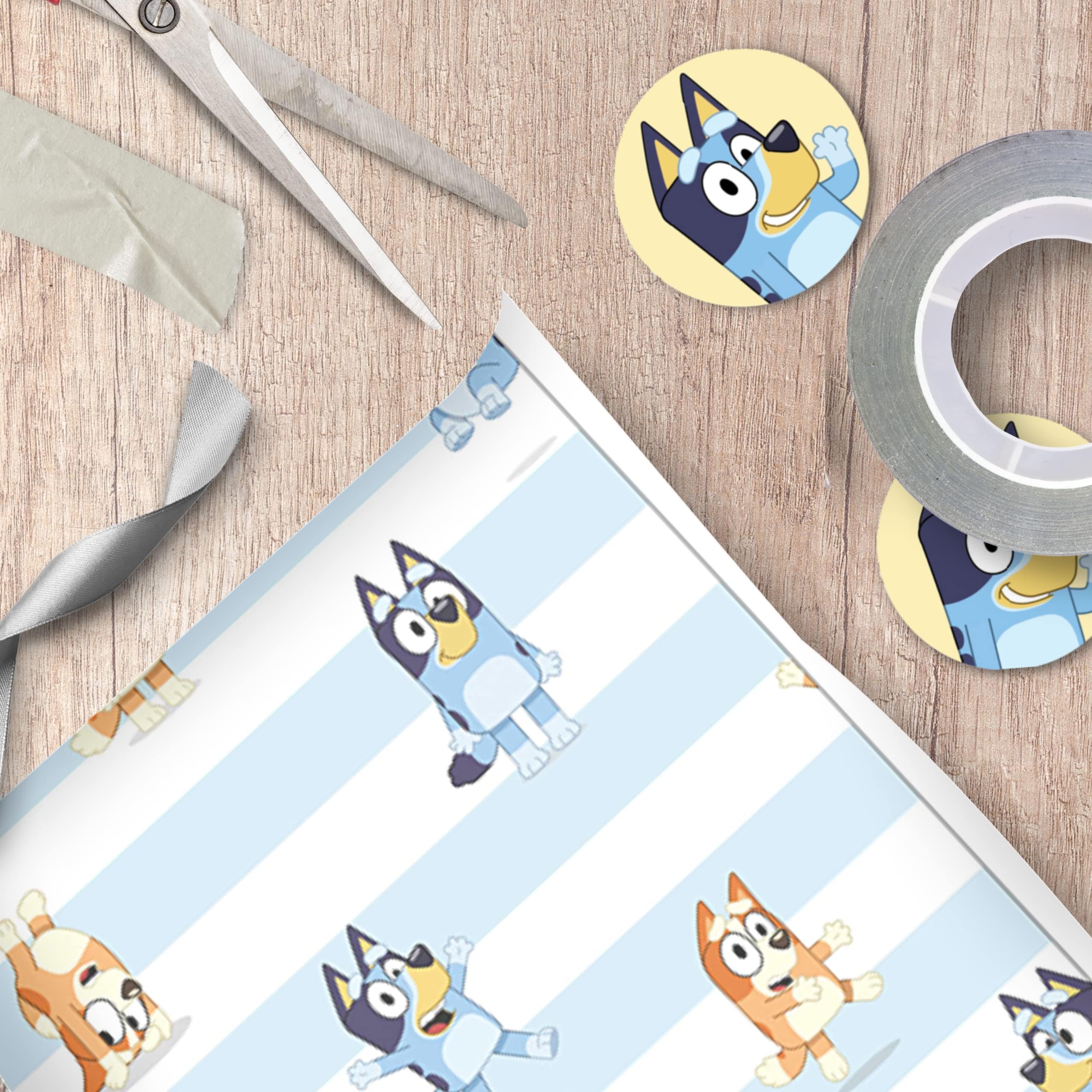 Danilo Promotions Bluey Gift Wrapping Paper 2 Pack (4 Sheets) with Tags | 70cm x 50cm 6