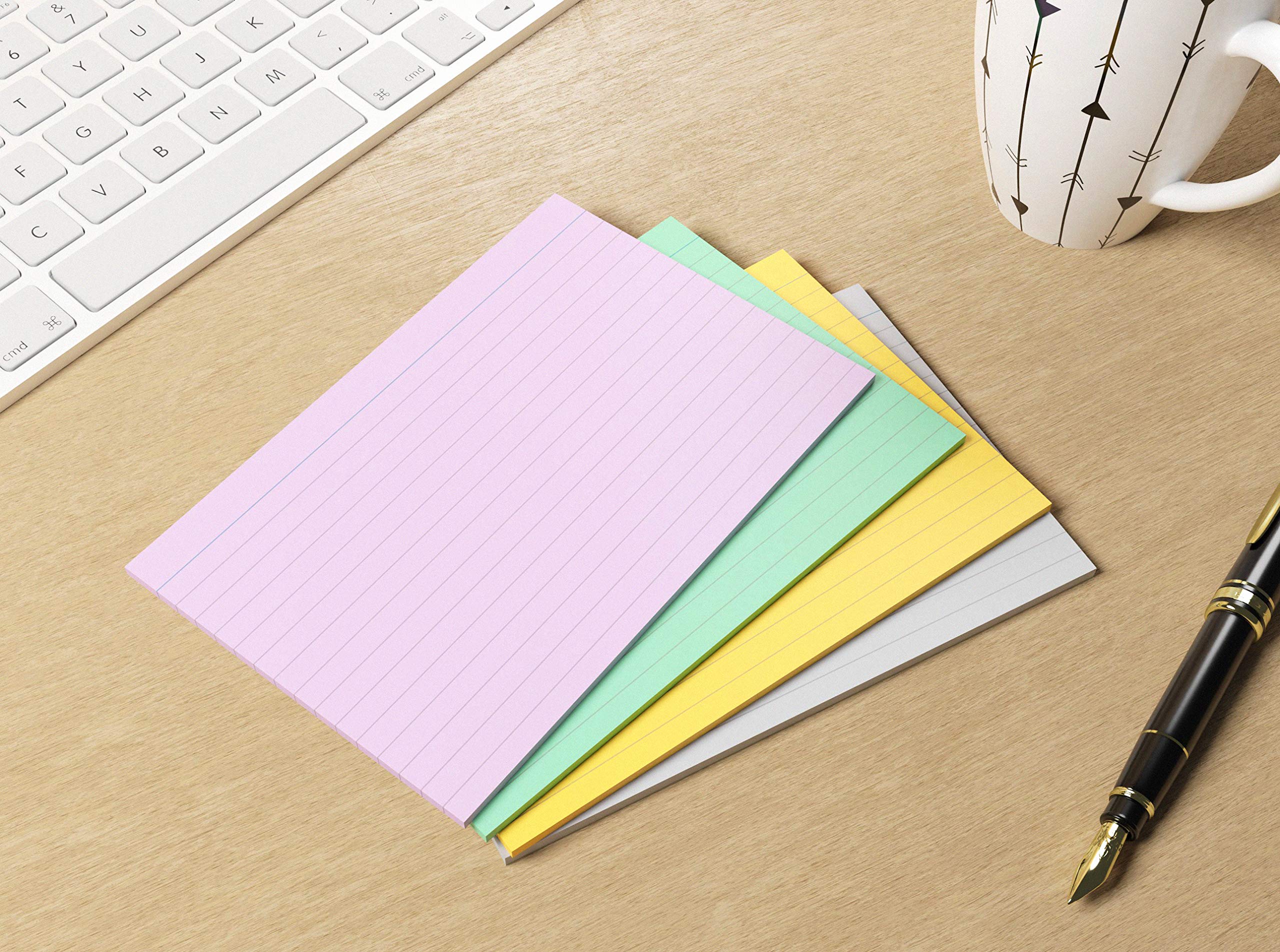 Silvine A6 Lined Index Cards - 100 Cards, Assorted Colours | 6x4 Size
