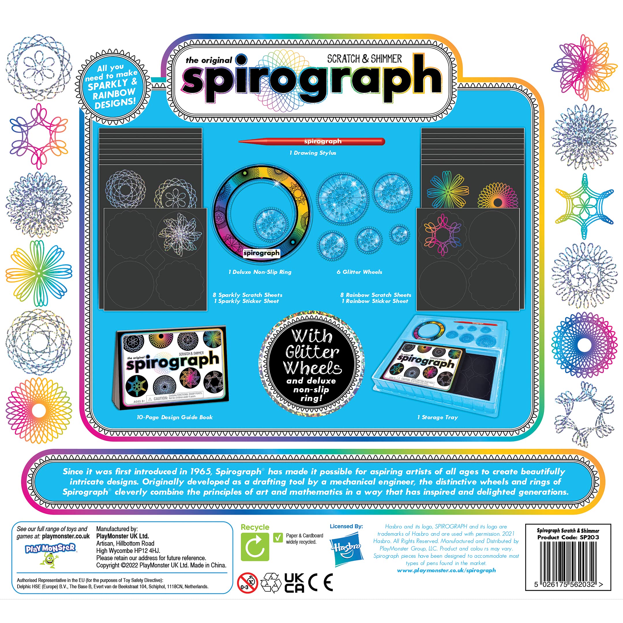 Spirograph Scratch & Shimmer - Glitter Precision Wheels & Rainbow Scratch Art Set 12