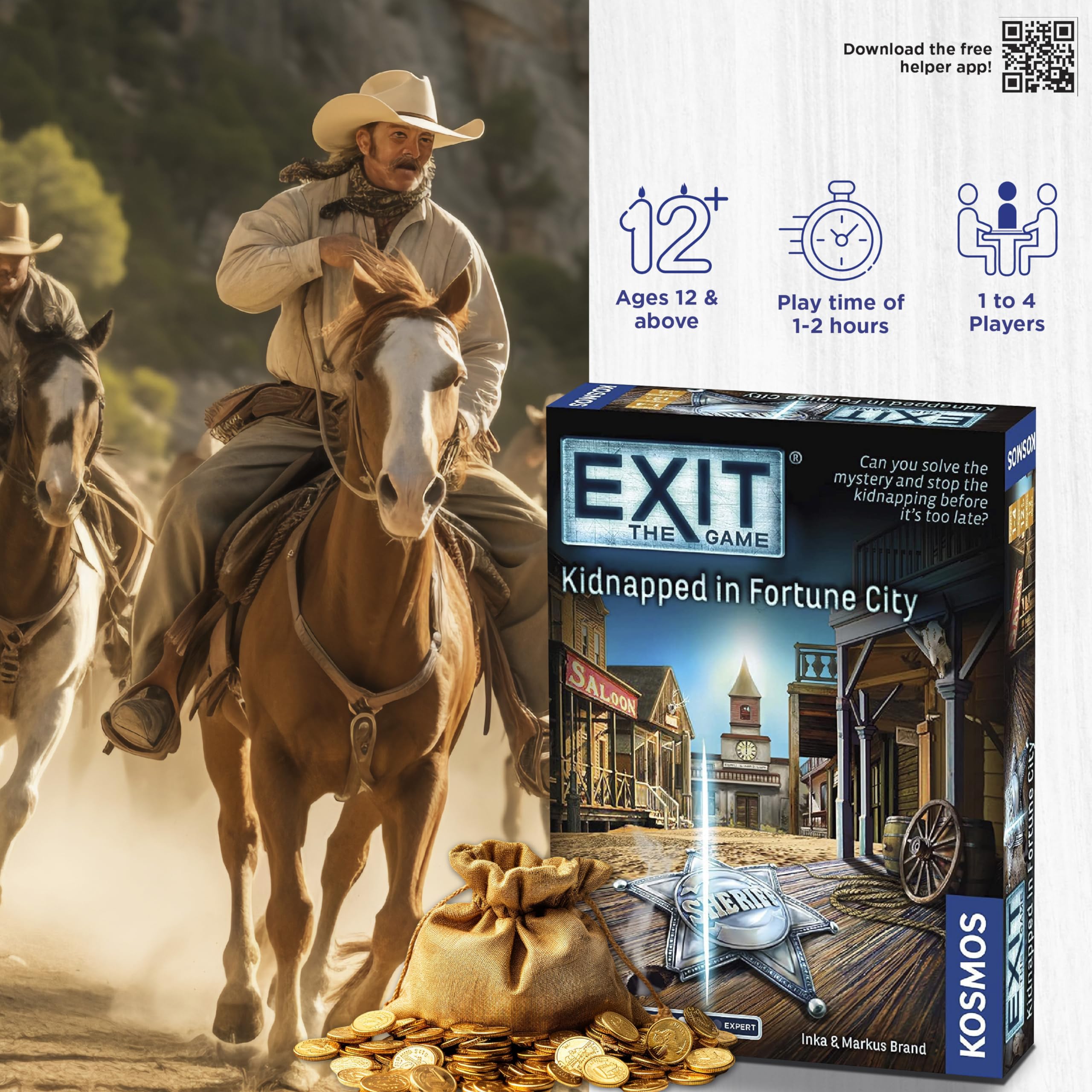 Thames & Kosmos EXIT: Kidnapped in Fortune City - Escape Room Card Game | 1-4 Players | Ages 12+ | 1-2 Hours Playtime