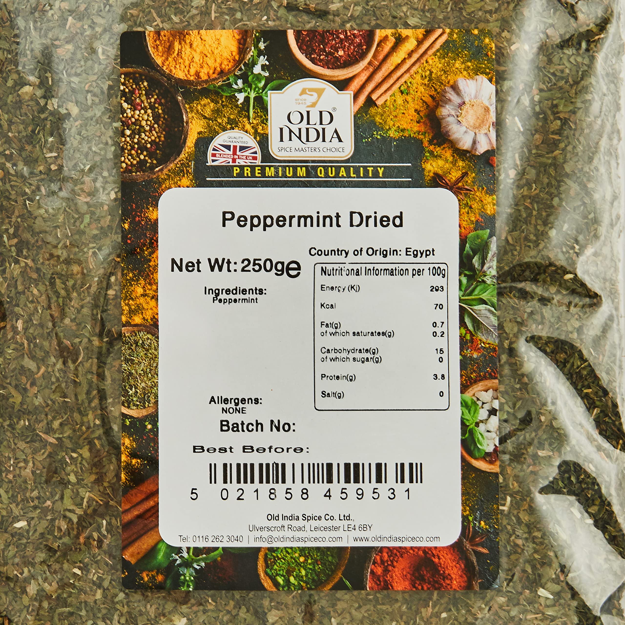 Old India Dried Peppermint Leaf - 100% Natural Whole Spice | 250g