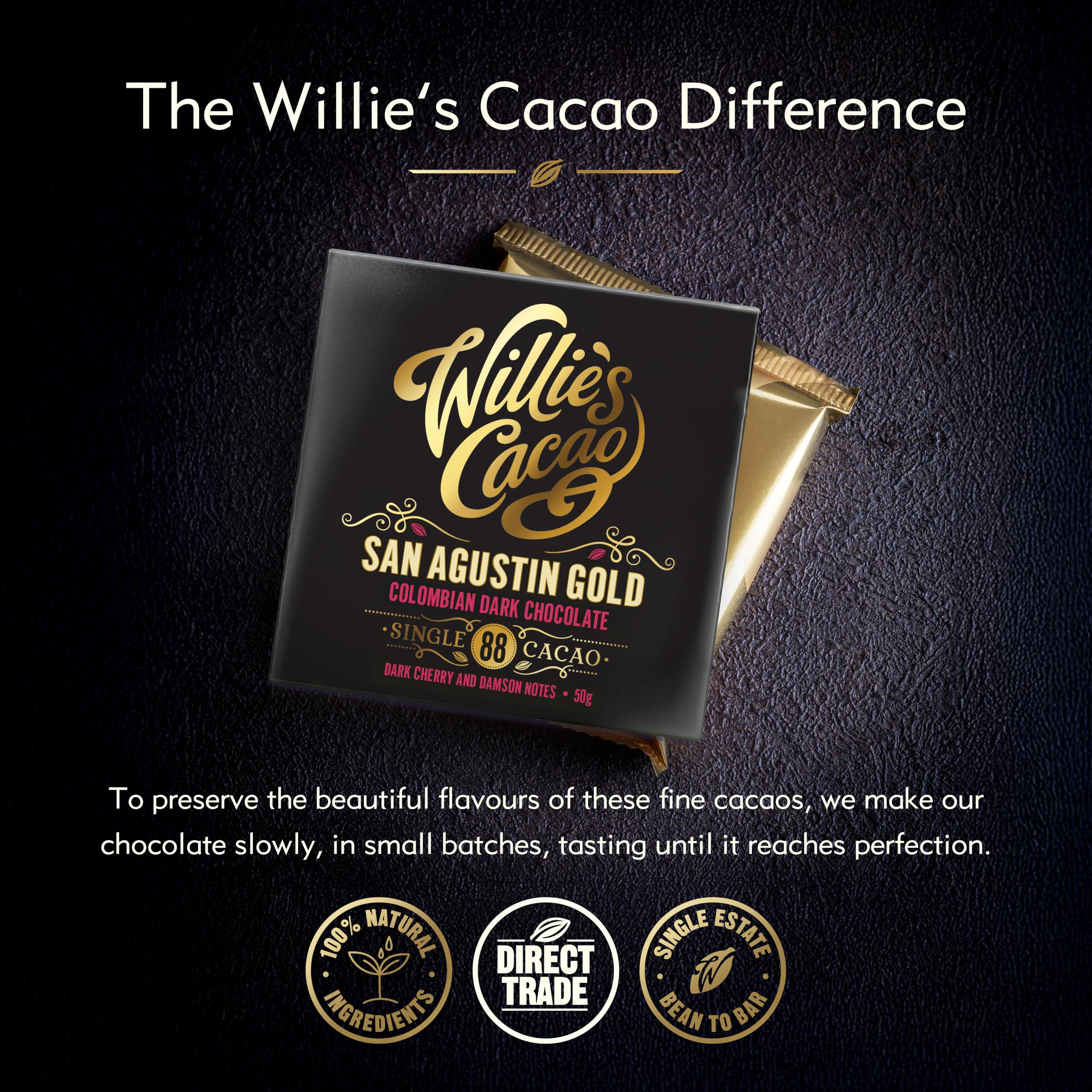 Willie's Cacao - 88% San Agustin Dark Chocolate Bar - 50g x 12 - Single Estate Colombian Cocoa - Vegan - Artisan Made 9