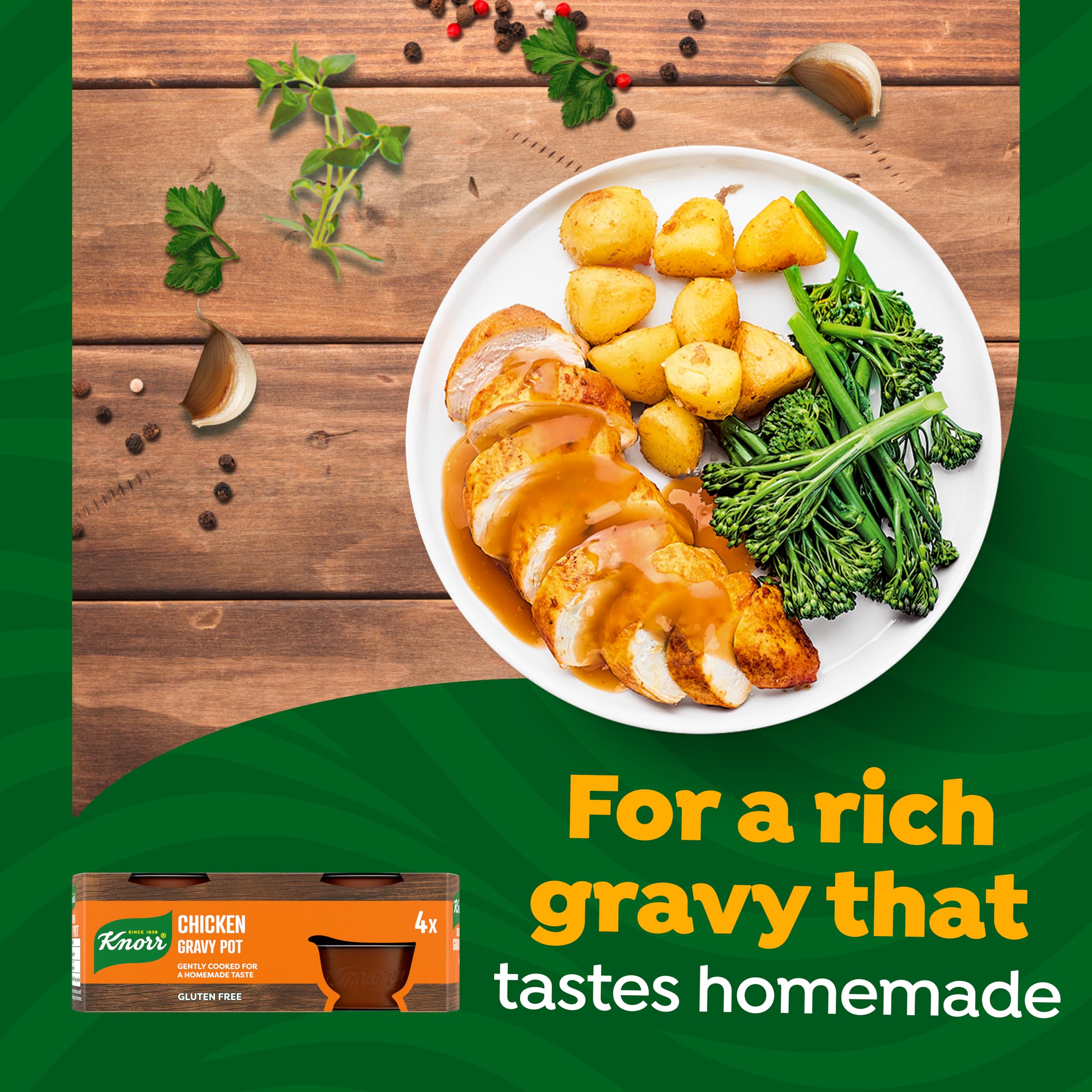 Knorr Chicken Gravy Pot - Gluten Free, No Artificial Colours or Preservatives | 112g 3