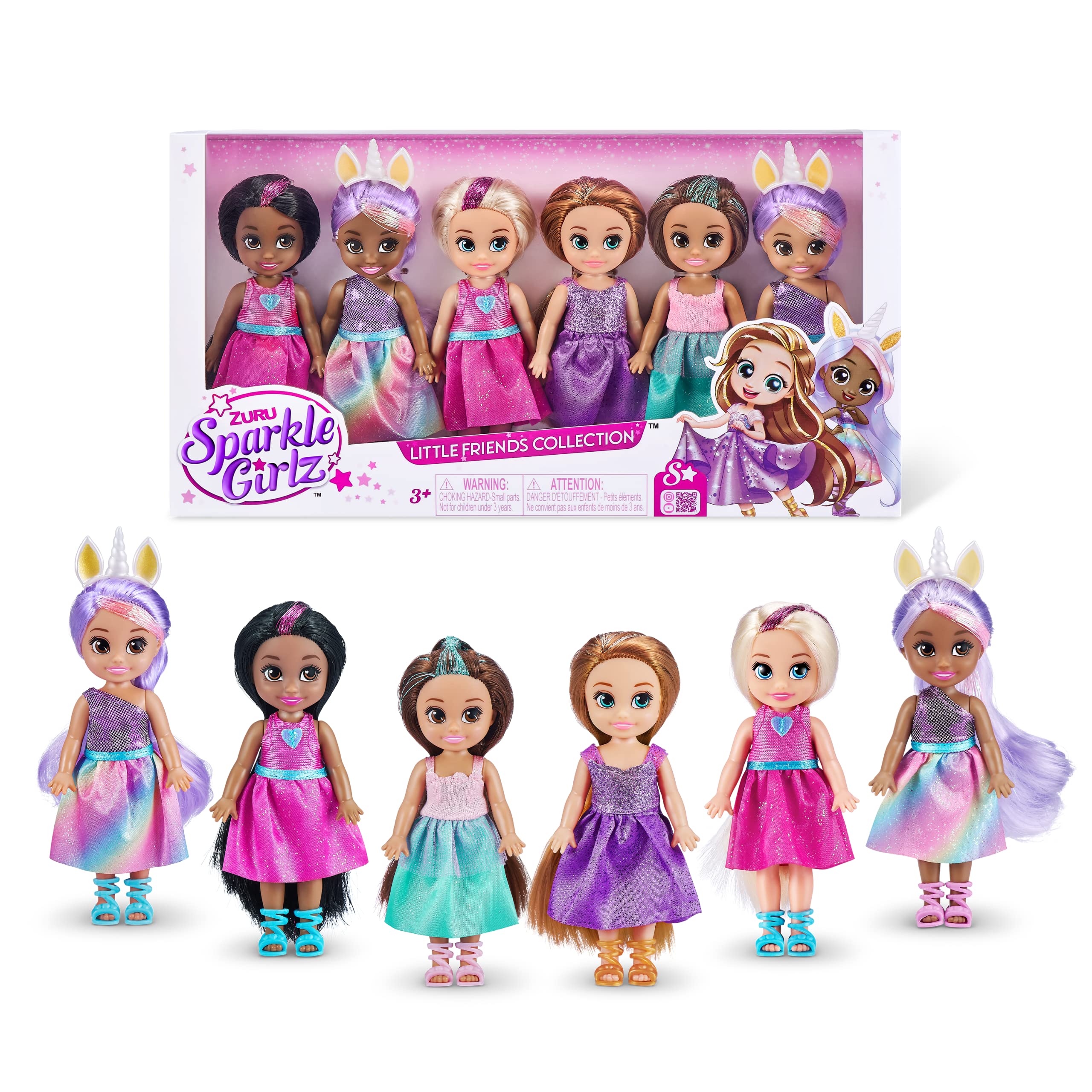 Sparkle Girlz Princess Collectible Fashion Dolls - 6 Pack with Interchangeable Outfits & Poseable Design 1