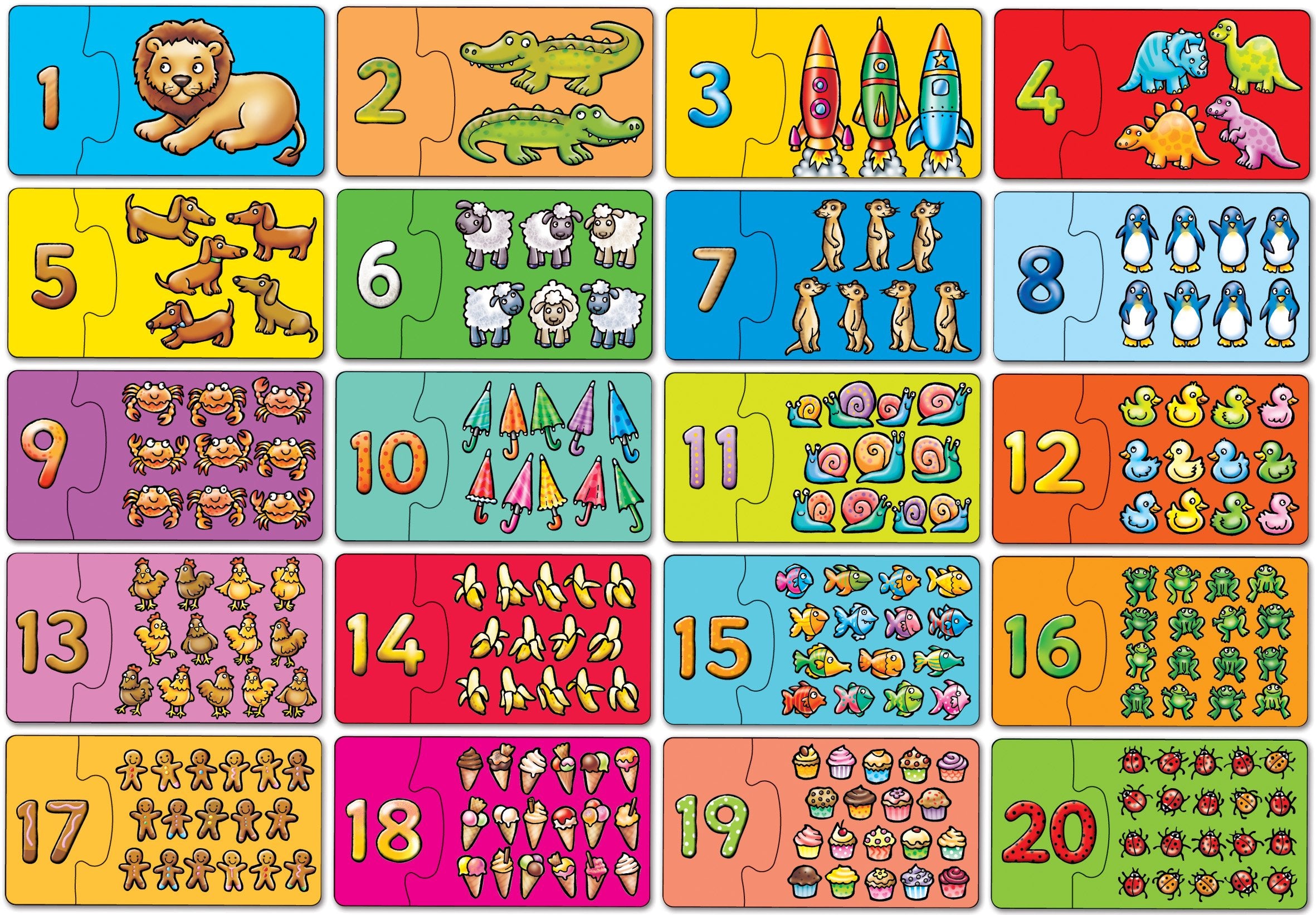 Orchard Toys Match and Count Jigsaws - Learn Numbers 1-20 | 20 x 2-Piece Puzzles for Ages 3+ 2